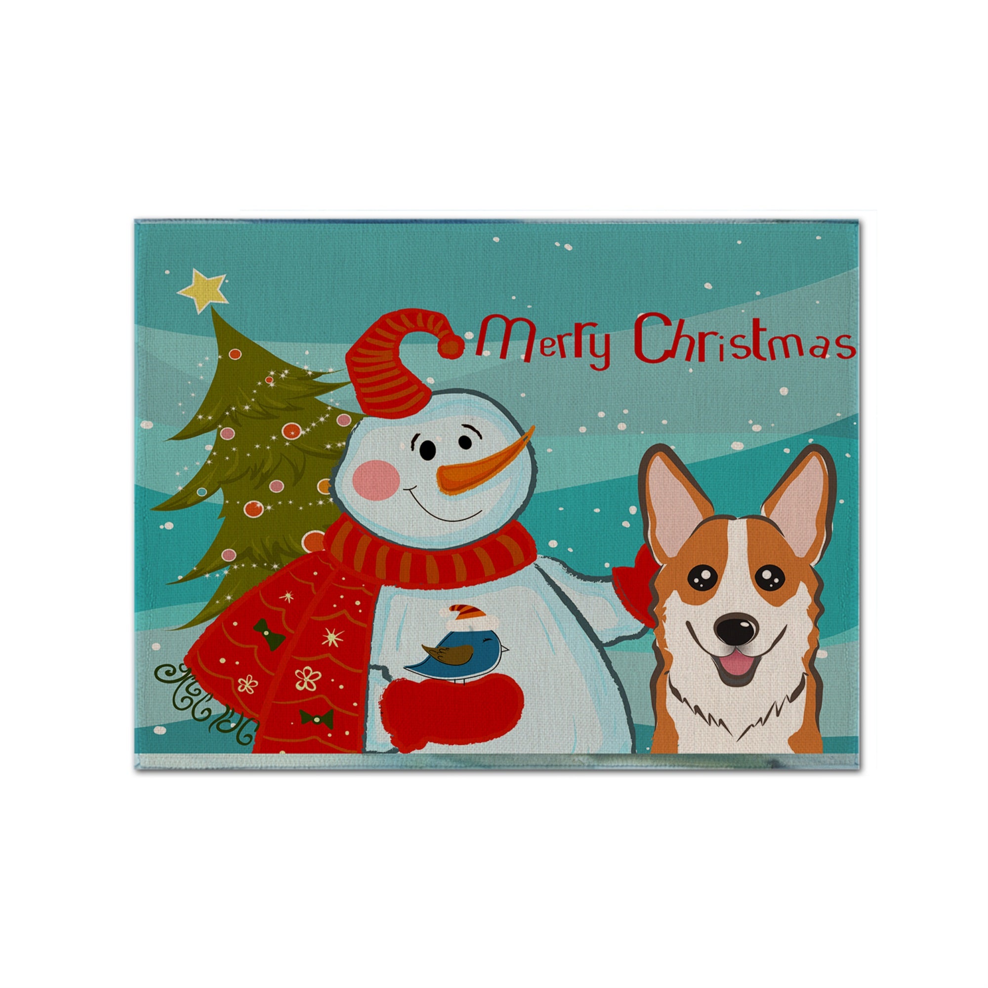 Caroline'S Treasures Bb1874Plmt Snowman With Red Corgi Fabric Placemat, Multicolor