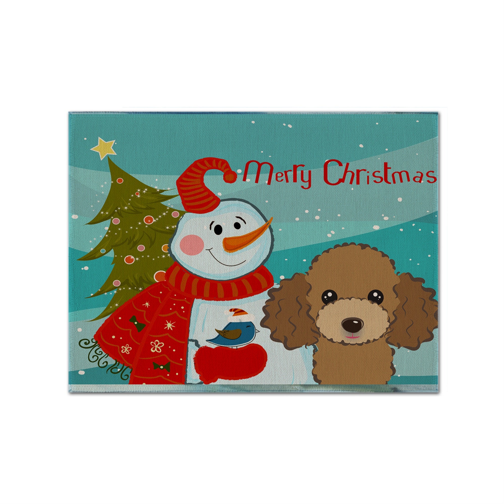 Caroline'S Treasures Bb1876Plmt Snowman With Chocolate Brown Poodle Fabric Placemat, Multicolor