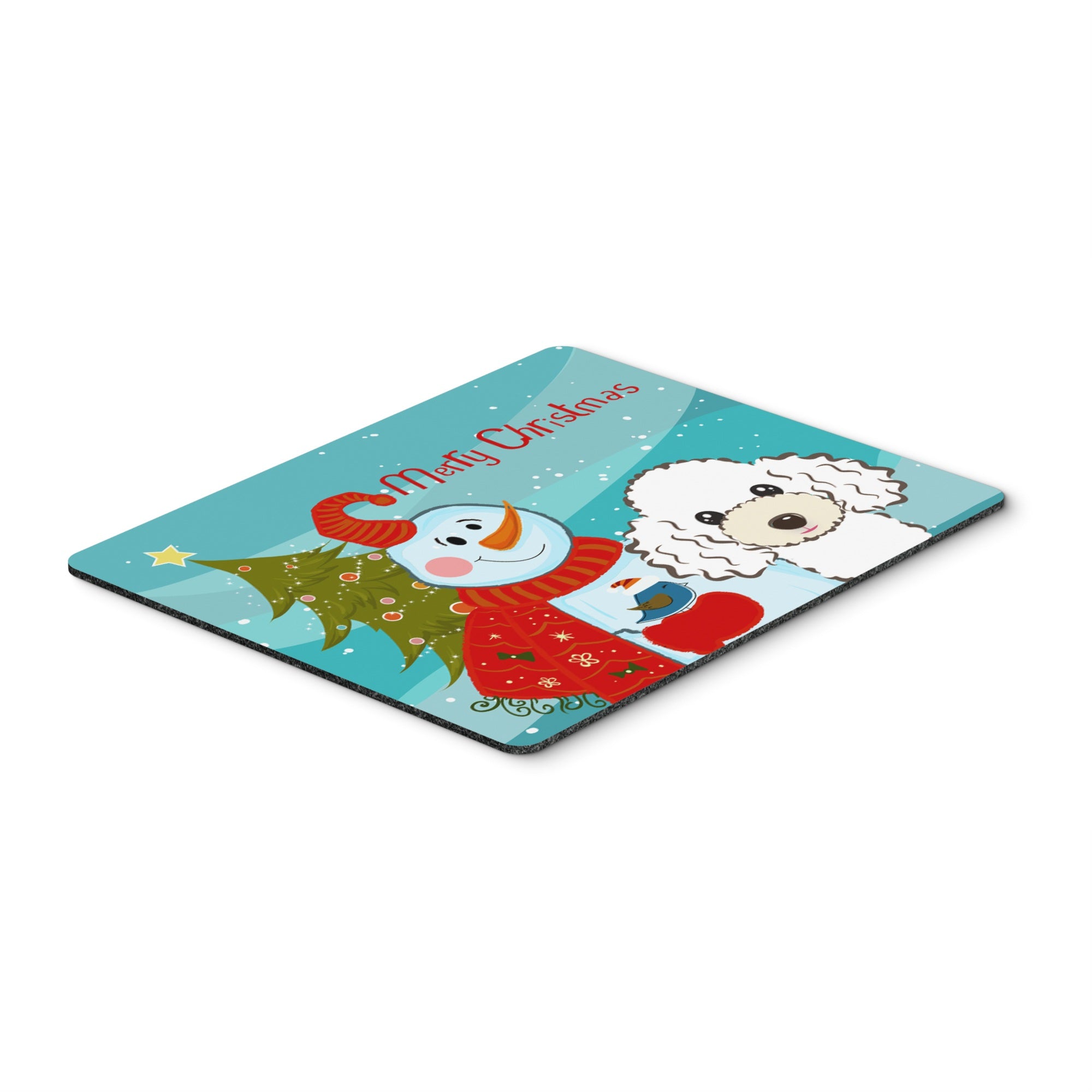 Caroline'S Treasures Snowman With White Poodle Mouse/Hot Pad Or Trivet, Multicolor (Bb1877Mp)