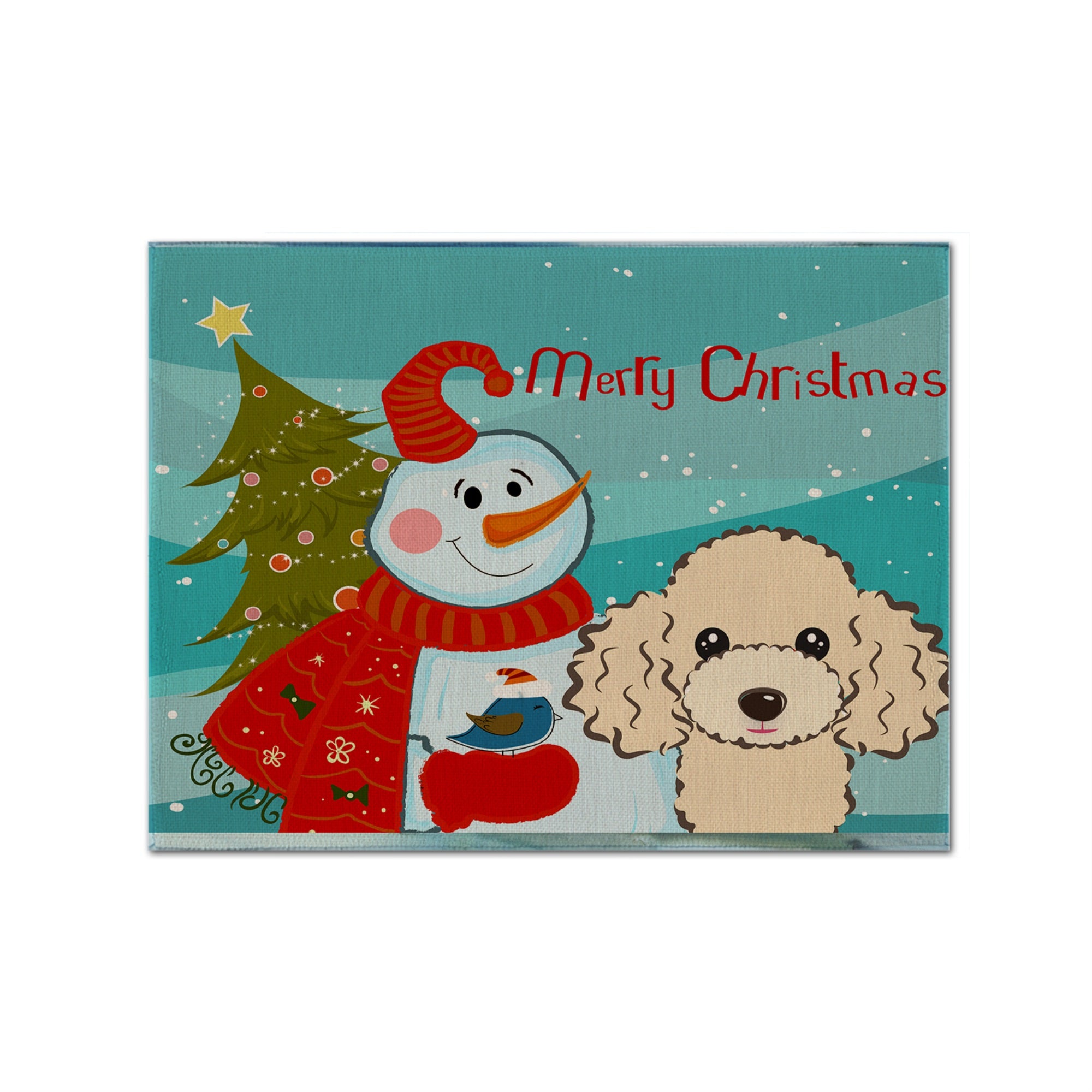 Caroline'S Treasures Bb1878Plmt Snowman With Buff Poodle Fabric Placemat, Multicolor