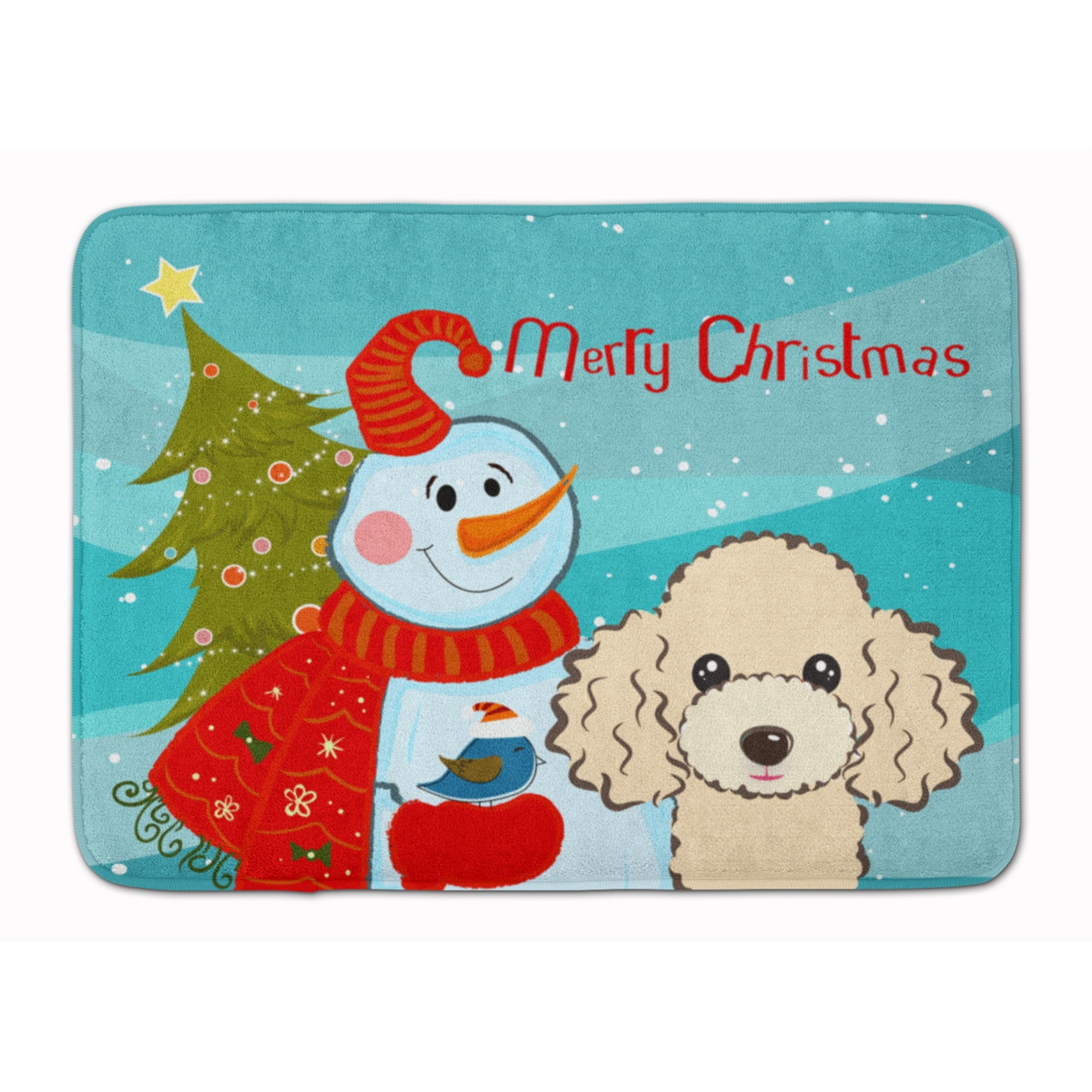 Caroline'S Treasures Snowman With Buff Poodle Floor Mat, 19 X 27, Multicolor