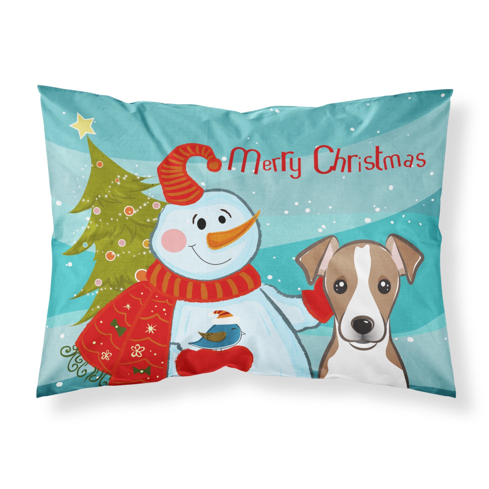 Caroline'S Treasures Bb1880Pillowcase Snowman With Jack Russell Terrier Fabric Standard Pillowcase, Large, Multicolor