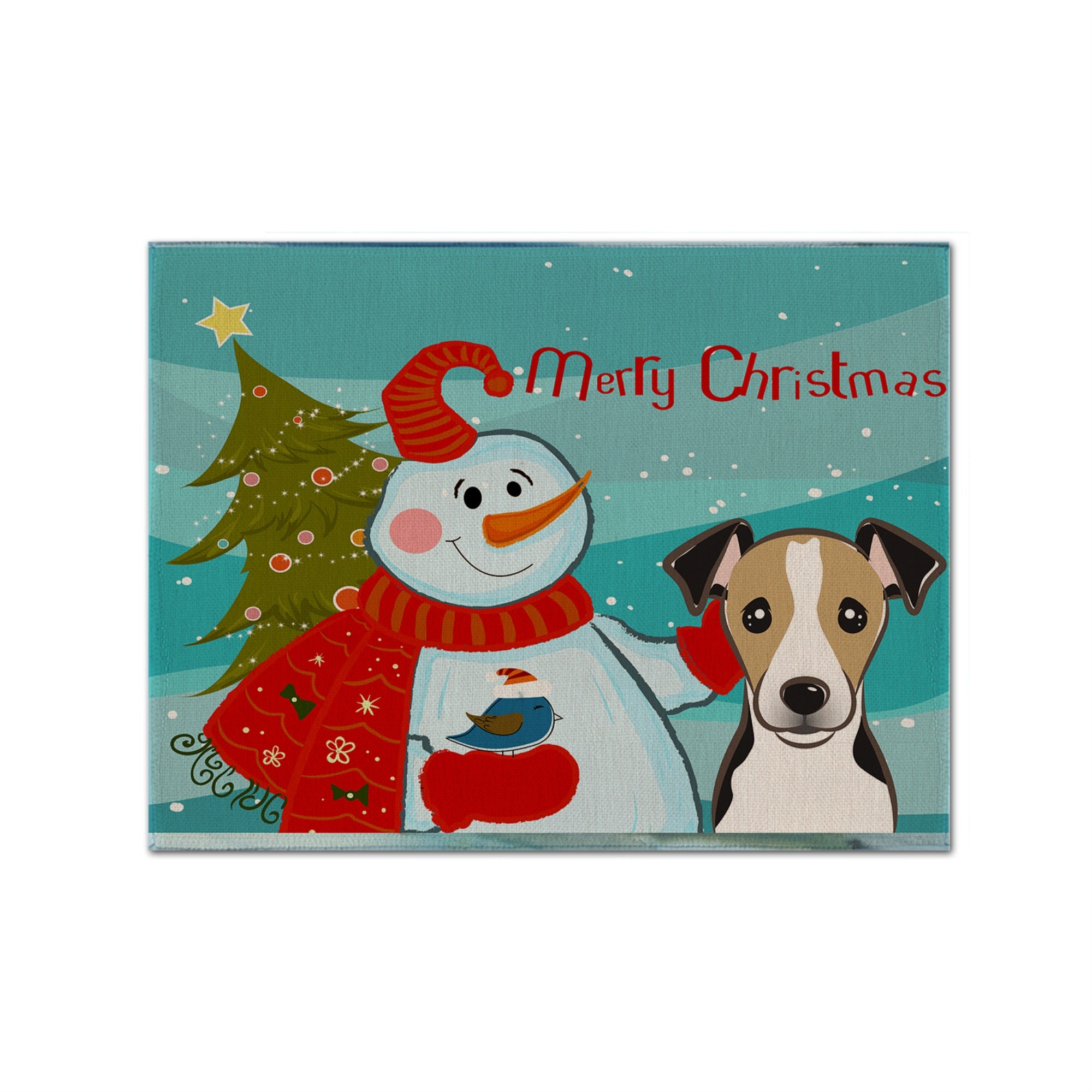 Caroline'S Treasures Bb1881Plmt Snowman With Jack Russell Terrier Fabric Placemat, Multicolor