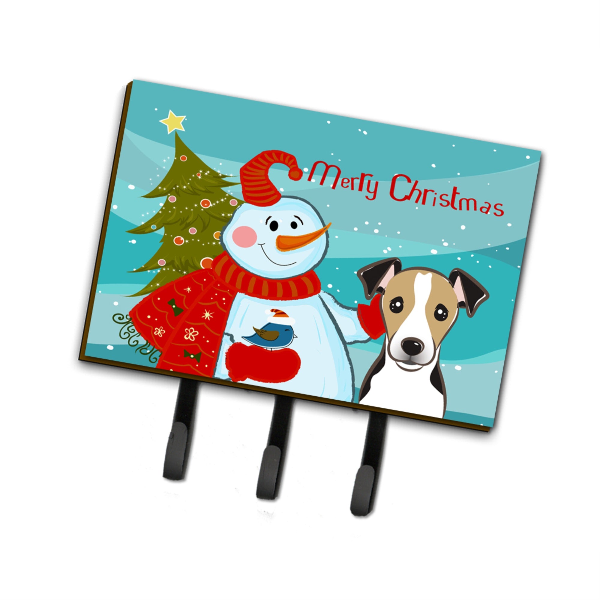 Caroline'S Treasures Bb1881Th68 Snowman With Jack Russell Terrier Leash Or Key Holder, Large, Multicolor