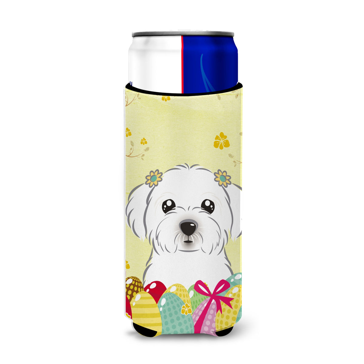 Caroline'S Treasures Bb1890Muk Maltese Easter Egg Hunt Michelob Ultra Koozies For Slim Cans, Multicolor