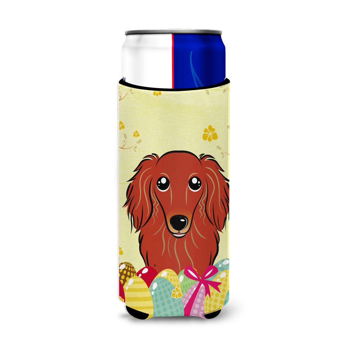 Caroline'S Treasures Bb1896Muk Longhair Red Dachshund Easter Egg Hunt Michelob Ultra Koozies For Slim Cans, Multicolor