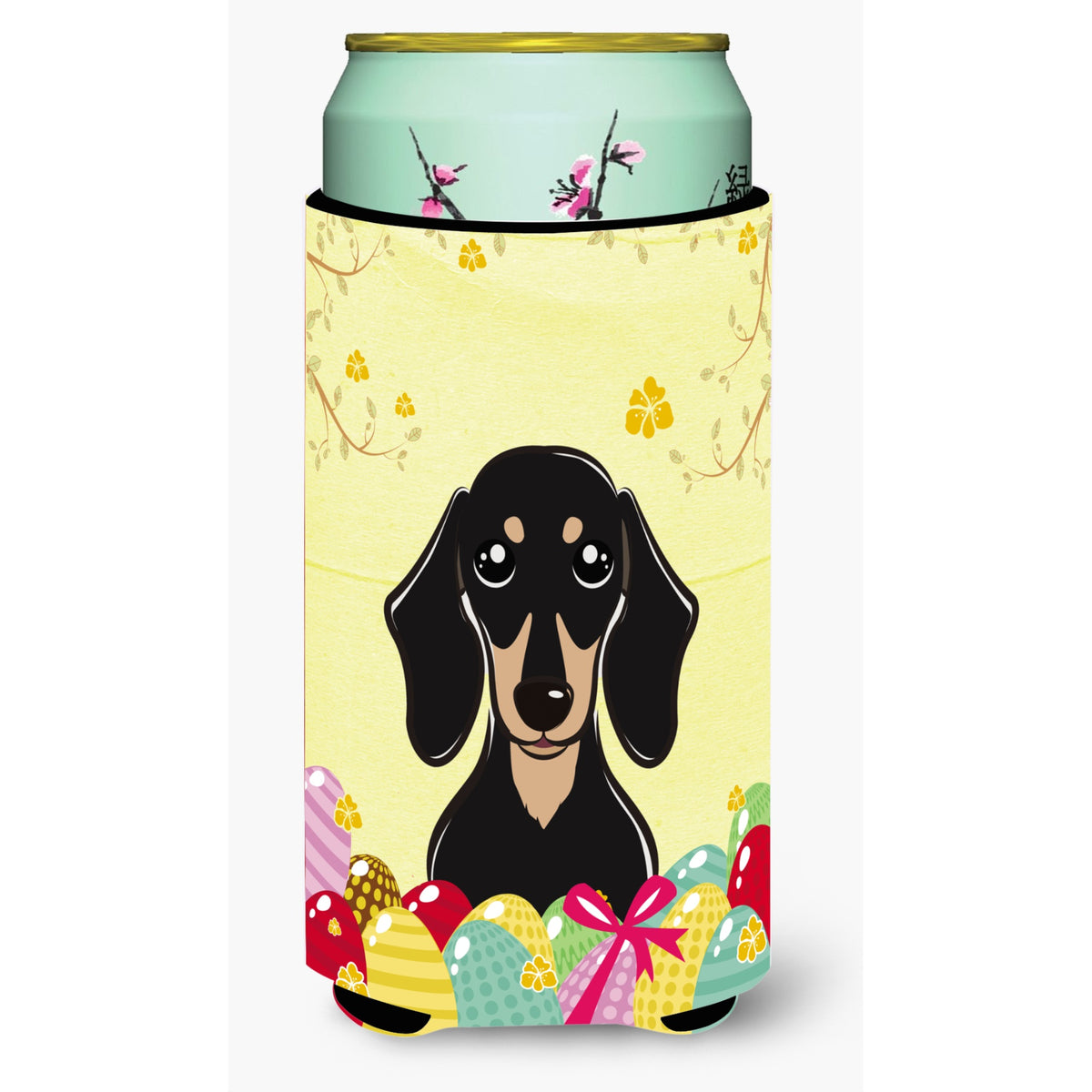 Caroline'S Treasures Bb1897Tbc Smooth Black And Tan Dachshund Easter Egg Hunt Tall Boy Hugger Koozie, Multicolor