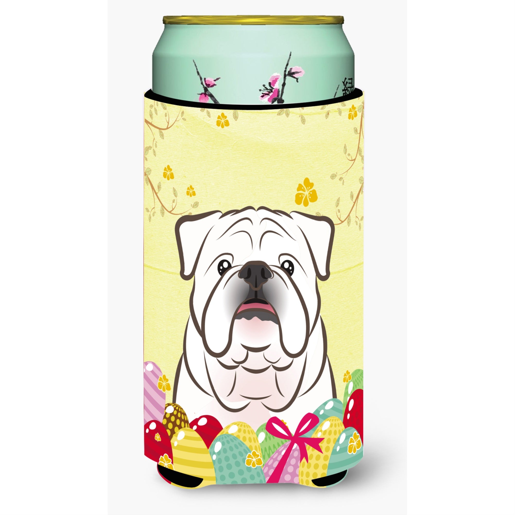 Caroline'S Treasures Bb1902Tbc White English Bulldog Easter Egg Hunt Tall Boy Hugger Koozie, Multicolor