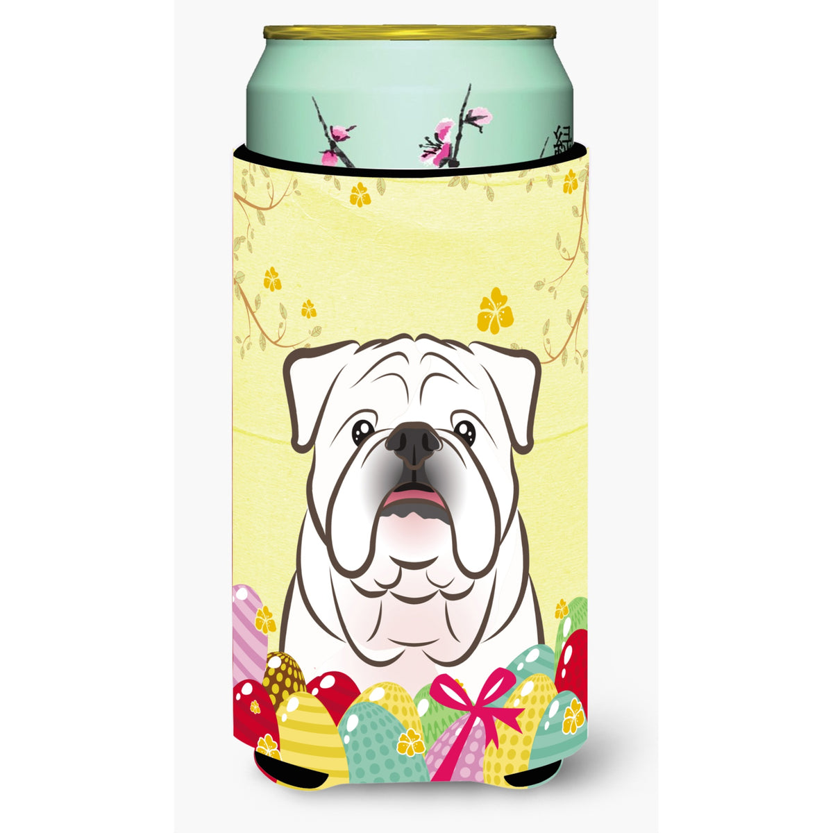 Caroline'S Treasures Bb1902Tbc White English Bulldog Easter Egg Hunt Tall Boy Hugger Koozie, Multicolor