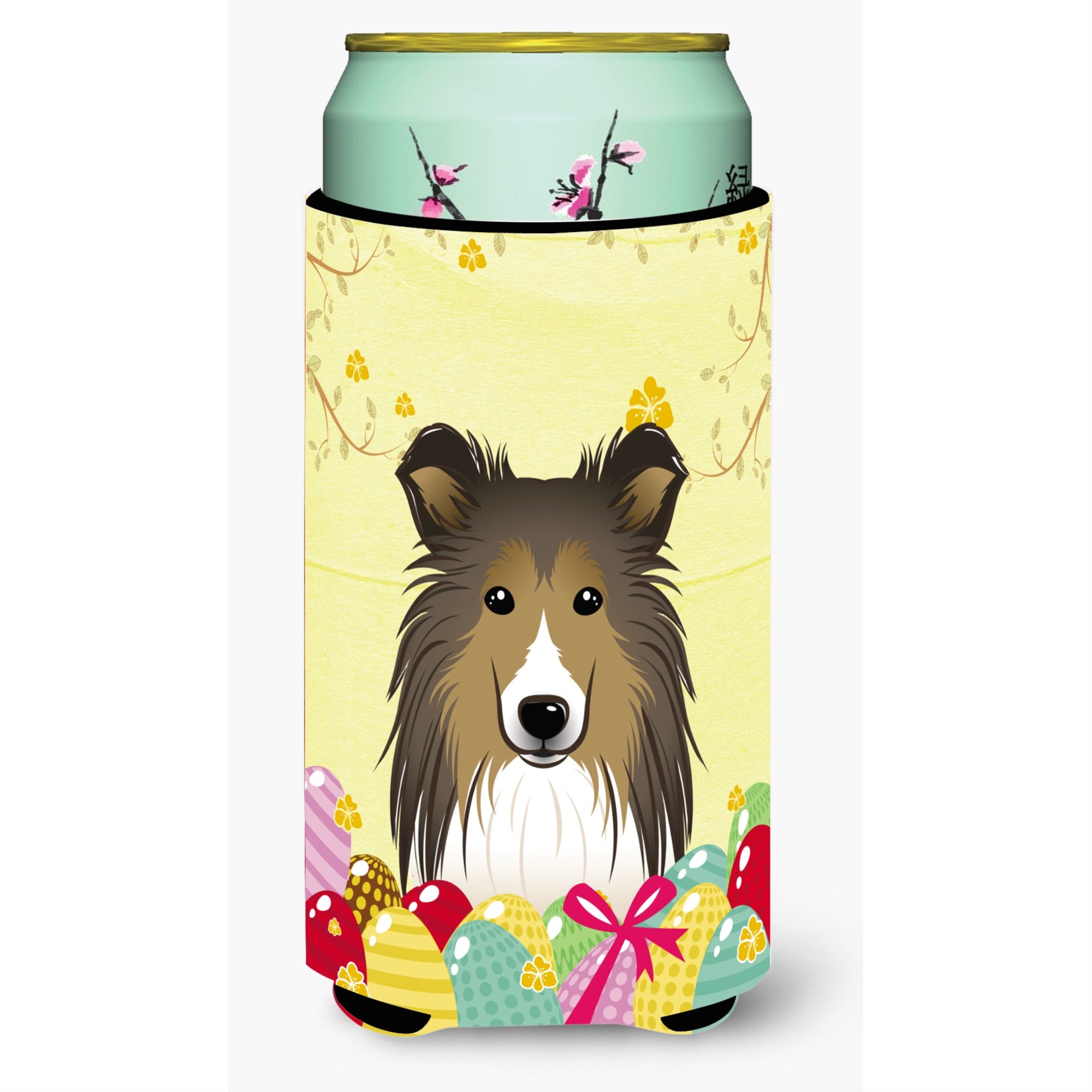 Caroline'S Treasures Bb1924Tbc Sheltie Easter Egg Hunt Tall Boy Hugger Koozie, Multicolor