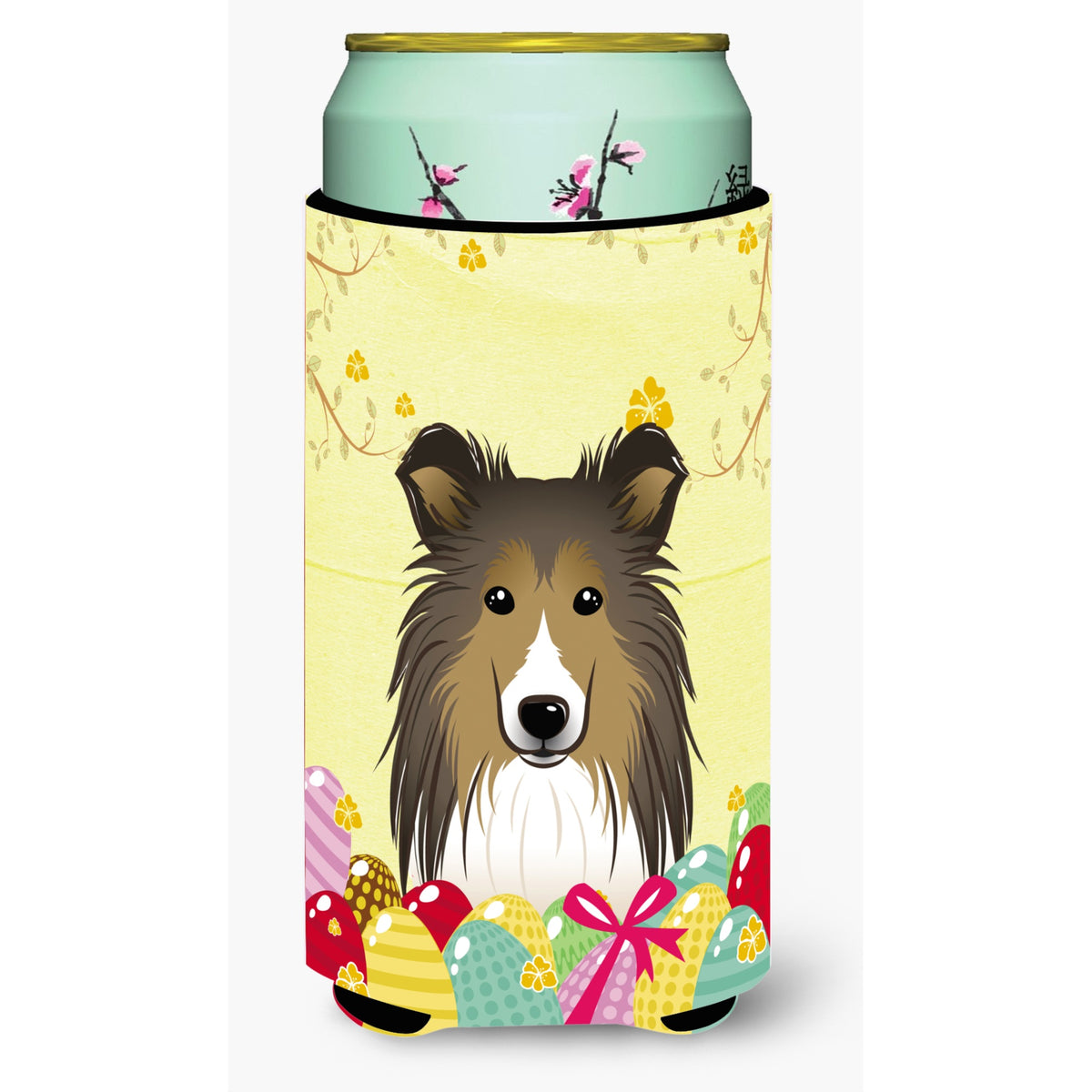 Caroline'S Treasures Bb1924Tbc Sheltie Easter Egg Hunt Tall Boy Hugger Koozie, Multicolor
