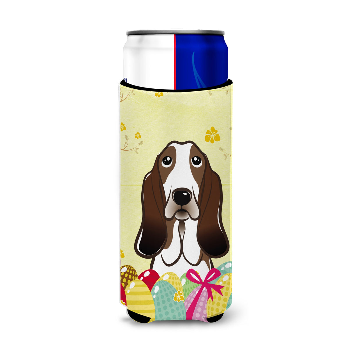 Caroline'S Treasures Bb1925Muk Basset Hound Easter Egg Hunt Michelob Ultra Koozies For Slim Cans, Multicolor