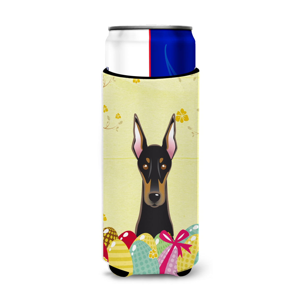 Caroline'S Treasures Bb1927Muk Doberman Easter Egg Hunt Michelob Ultra Koozies For Slim Cans, Multicolor