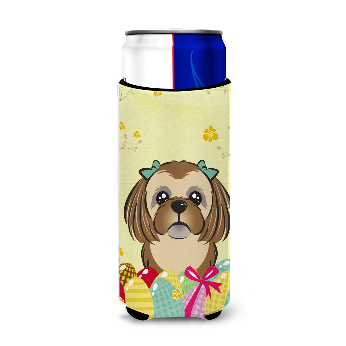 Caroline'S Treasures Bb1931Muk Chocolate Brown Shih Tzu Easter Egg Hunt Michelob Ultra Koozies For Slim Cans, Multicolor