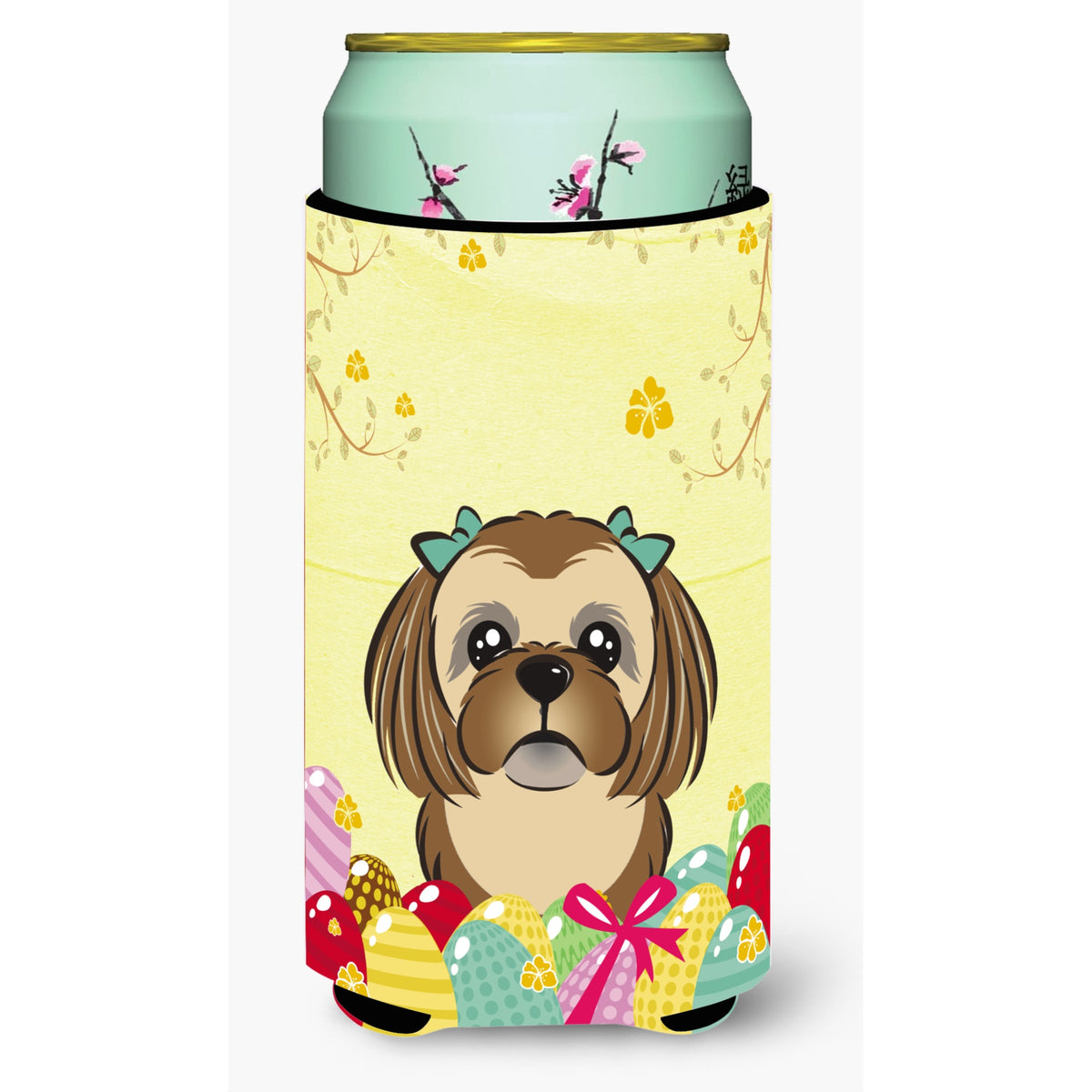 Caroline'S Treasures Bb1931Tbc Chocolate Brown Shih Tzu Easter Egg Hunt Tall Boy Hugger Koozie, Multicolor