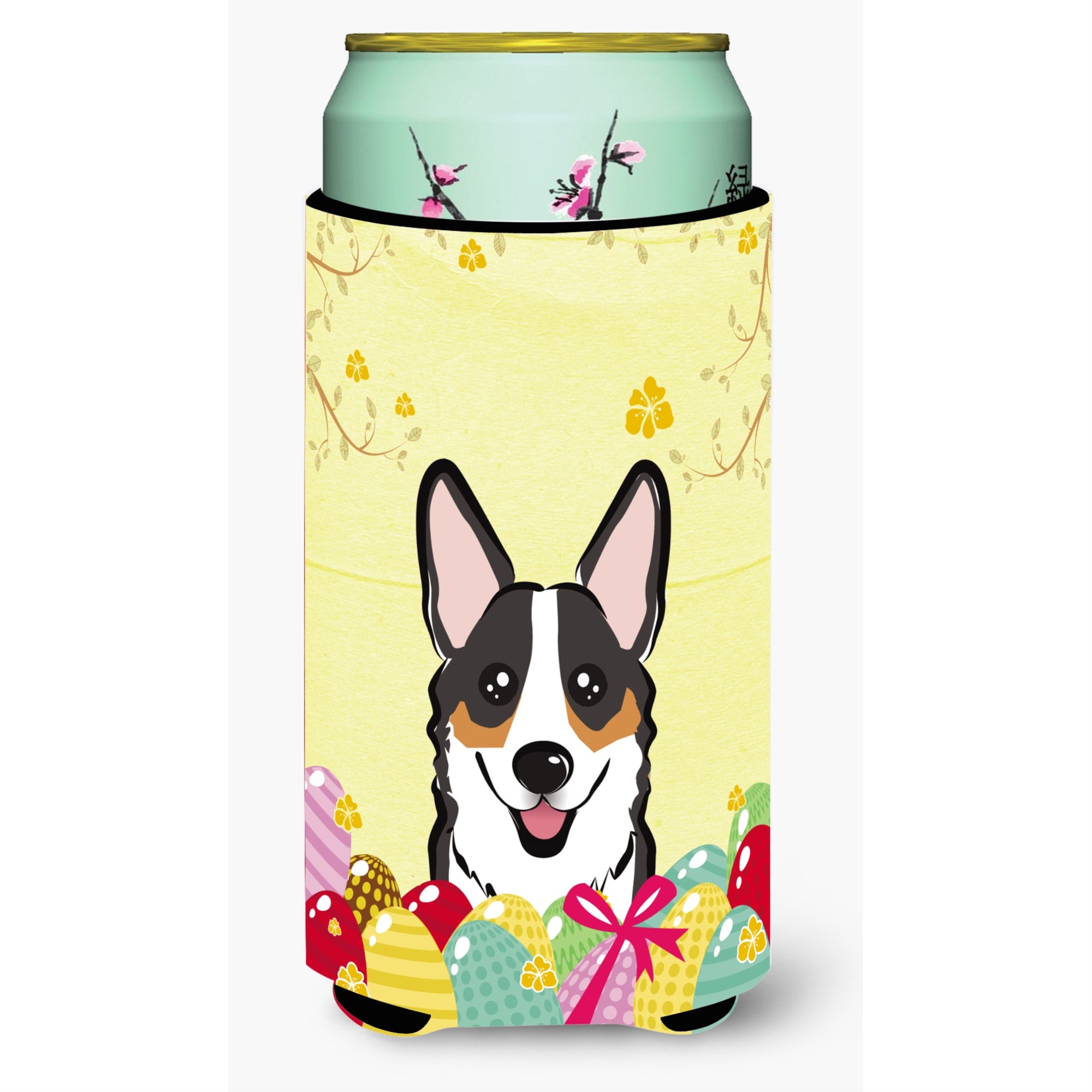 Caroline'S Treasures Bb1937Tbc Tricolor Corgi Easter Egg Hunt Tall Boy Hugger Koozie, Multicolor