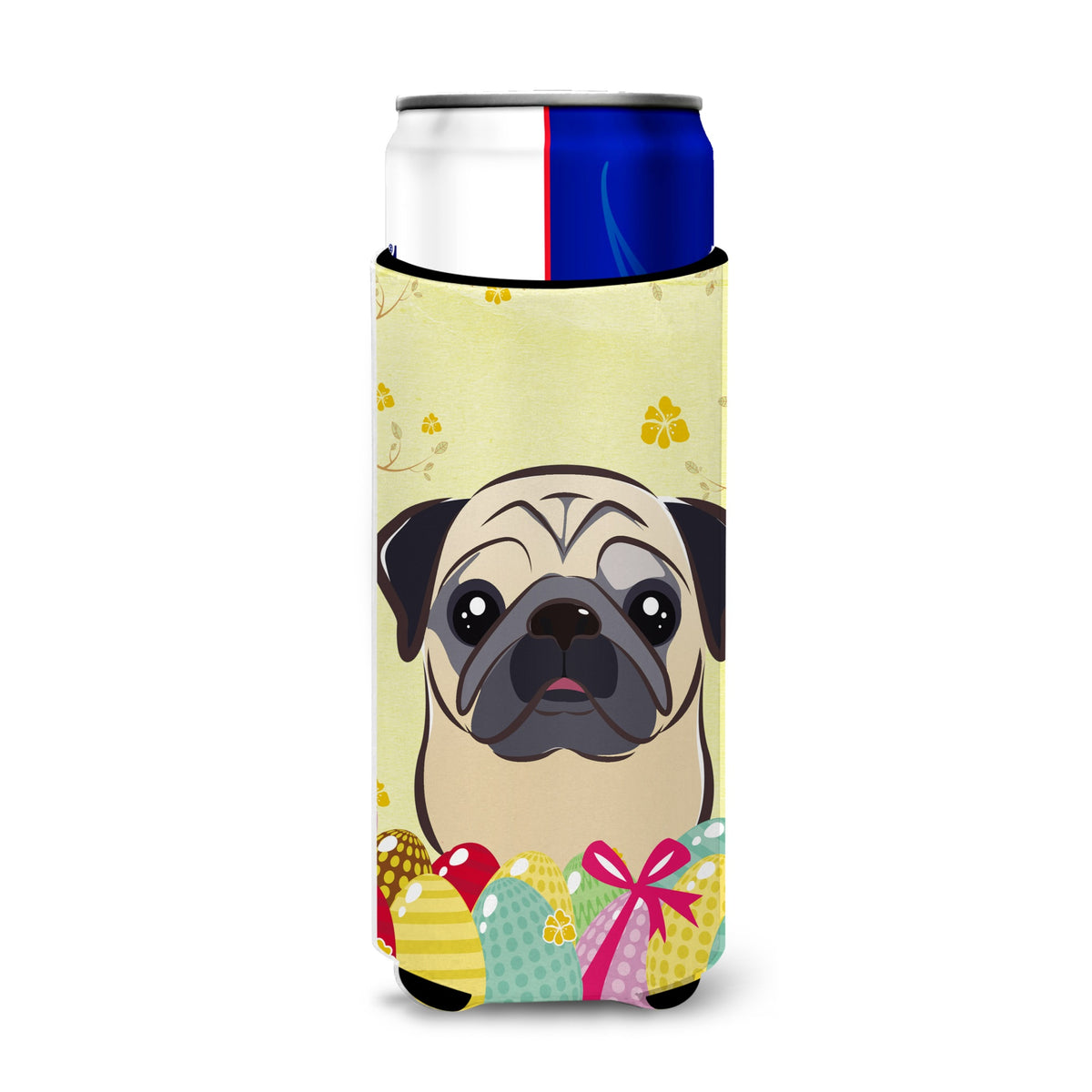 Caroline'S Treasures Bb1944Muk Fawn Pug Easter Egg Hunt Michelob Ultra Koozies For Slim Cans, Multicolor