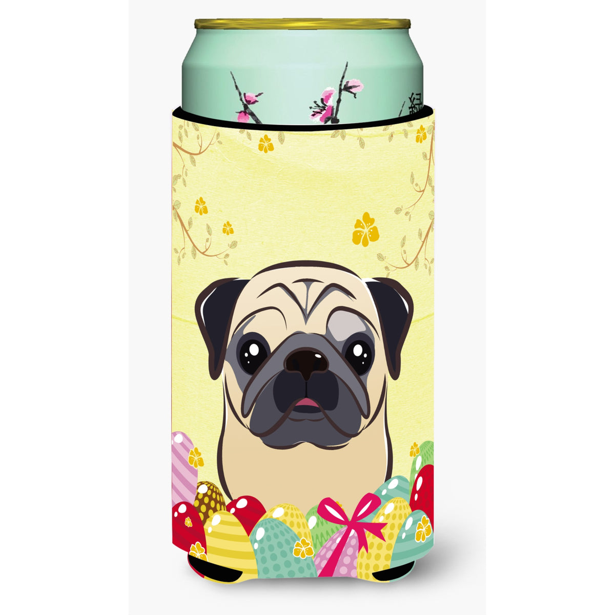 Caroline'S Treasures Bb1944Tbc Fawn Pug Easter Egg Hunt Tall Boy Hugger Koozie, Multicolor