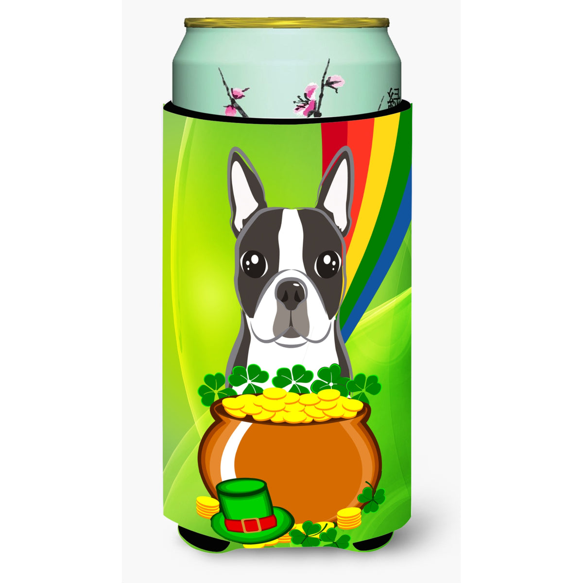 Caroline'S Treasures Bb1947Tbc Boston Terrier St. Patrick'S Day Tall Boy Hugger Koozie, Multicolor