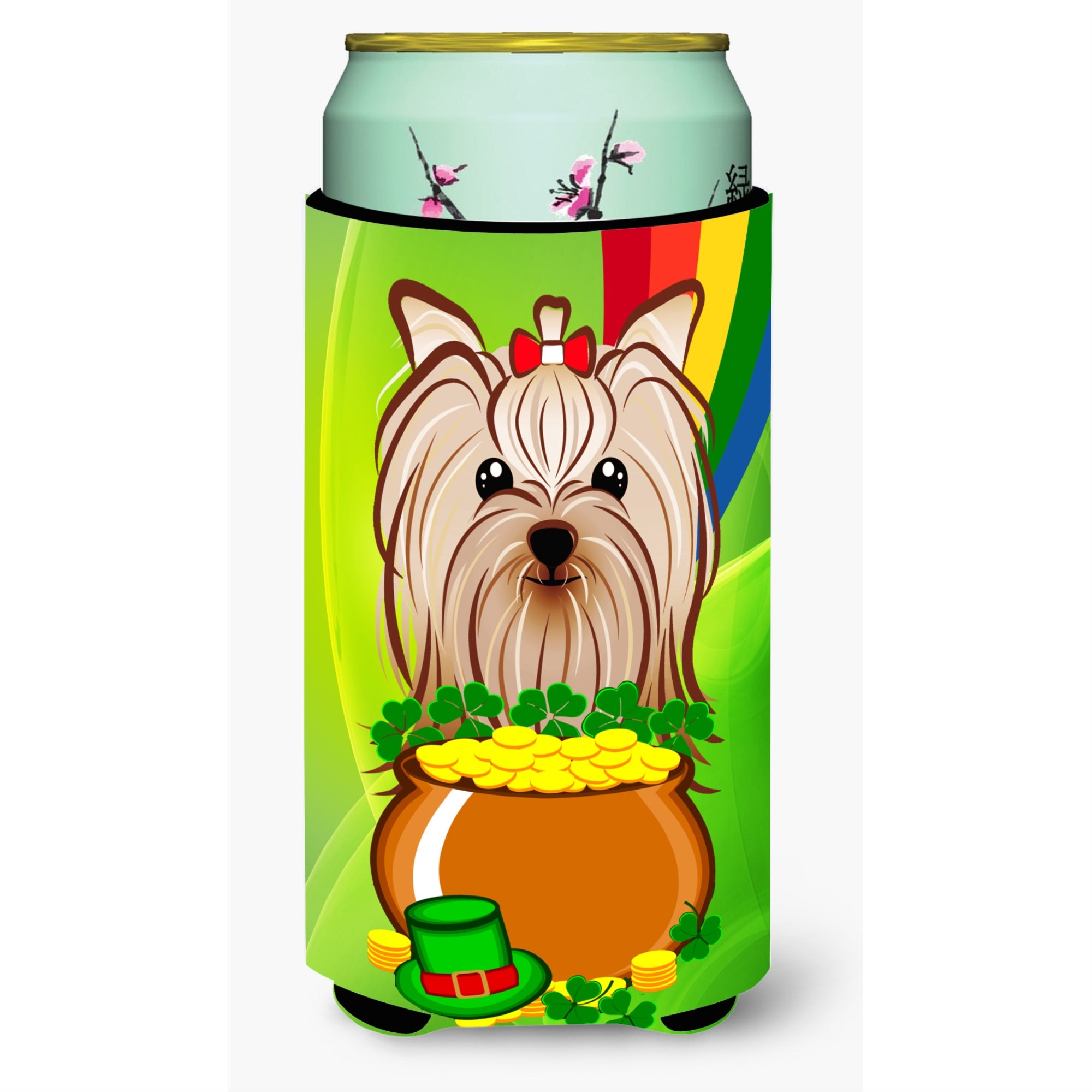 Caroline'S Treasures Bb1948Tbc Yorkie Yorkshire Terrier St. Patrick'S Day Tall Boy Hugger Koozie, Multicolor