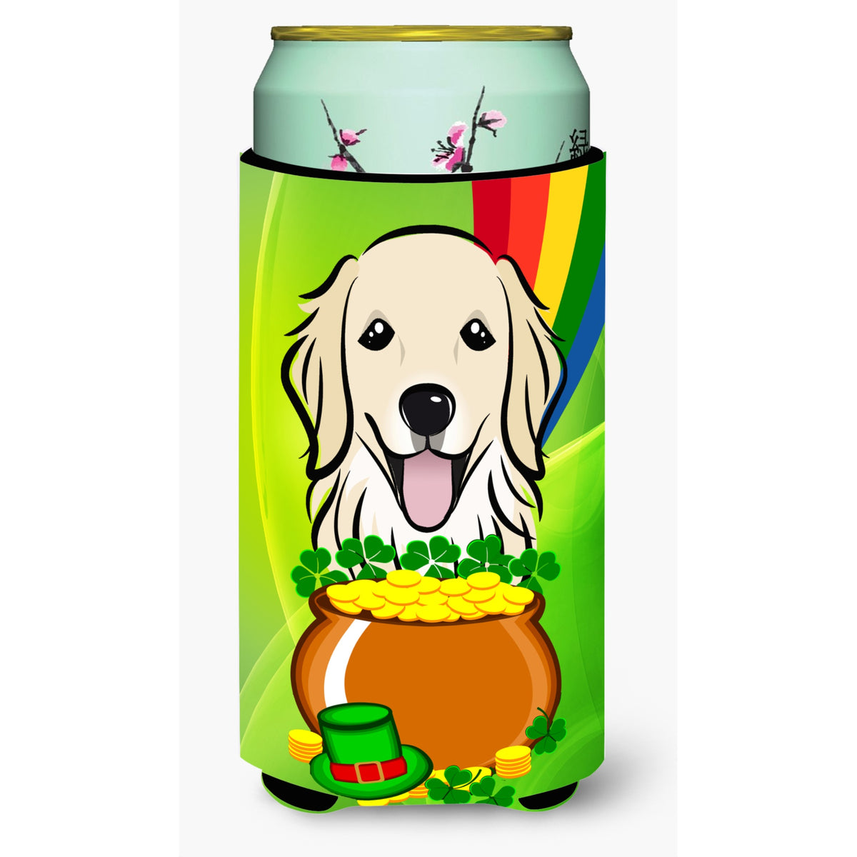 Caroline'S Treasures Bb1949Tbc Golden Retriever St. Patrick'S Day Tall Boy Hugger Koozie, Multicolor