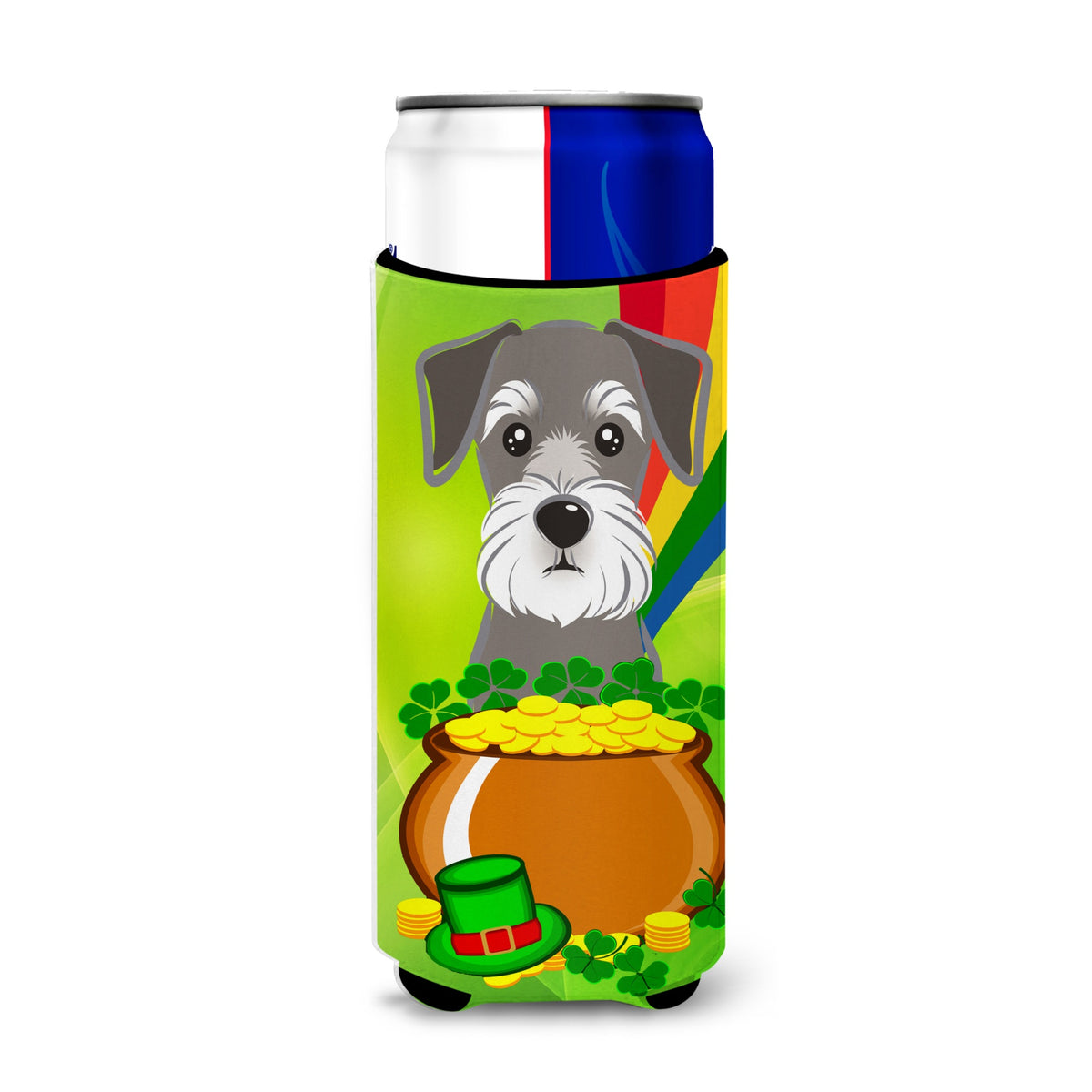 Caroline'S Treasures Bb1950Muk Schnauzer St. Patrick'S Day Michelob Ultra Koozies For Slim Cans, Multicolor