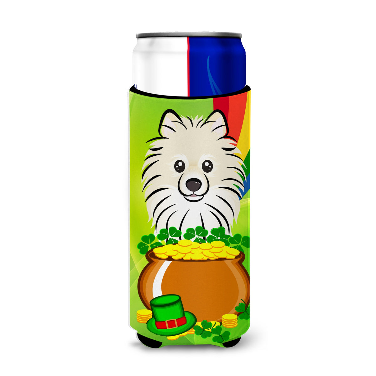 Caroline'S Treasures Bb1951Muk Pomeranian St. Patrick'S Day Michelob Ultra Koozies For Slim Cans, Multicolor
