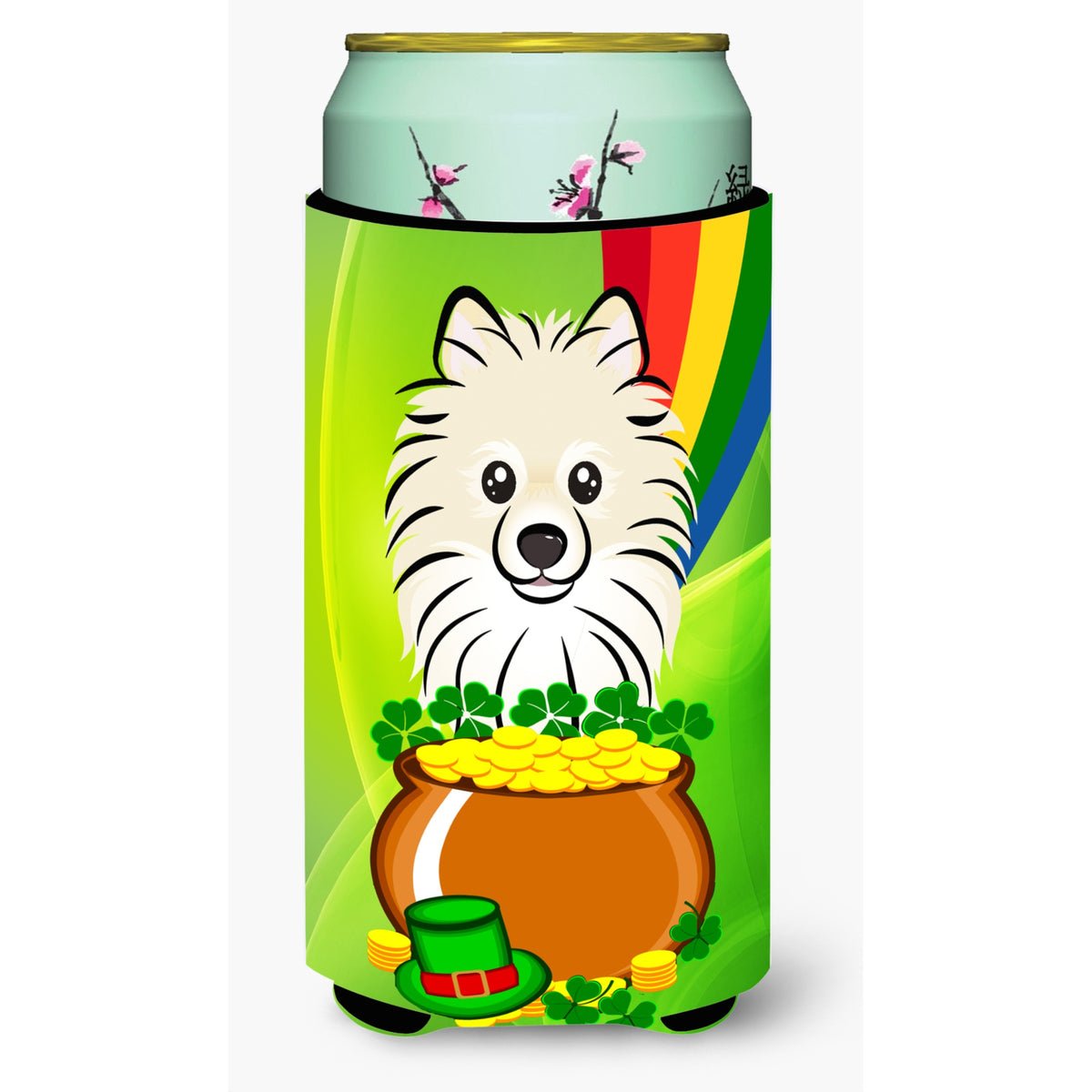 Caroline'S Treasures Bb1951Tbc Pomeranian St. Patrick'S Day Tall Boy Hugger Koozie, Multicolor