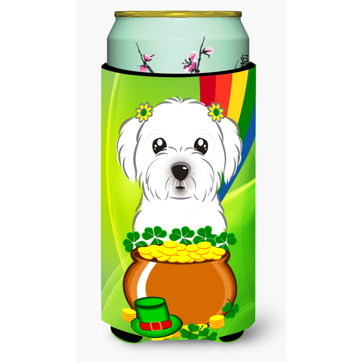 Caroline'S Treasures Bb1952Tbc Maltese St. Patrick'S Day Tall Boy Hugger Koozie, Multicolor