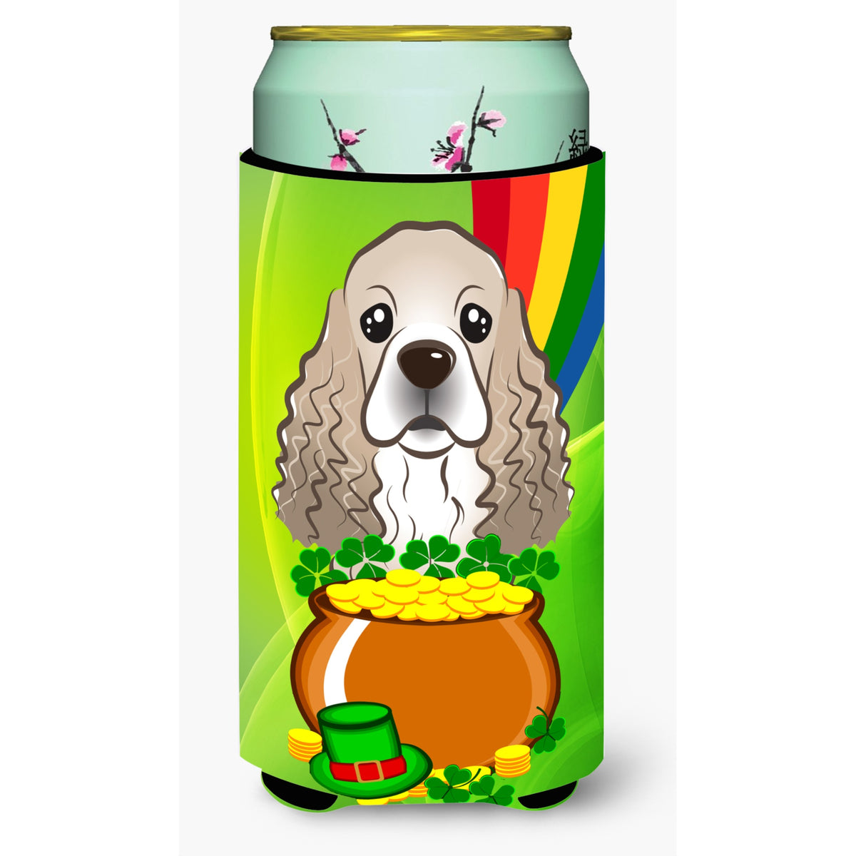 Caroline'S Treasures Bb1960Tbc Cocker Spaniel St. Patrick'S Day Tall Boy Hugger Koozie, Multicolor