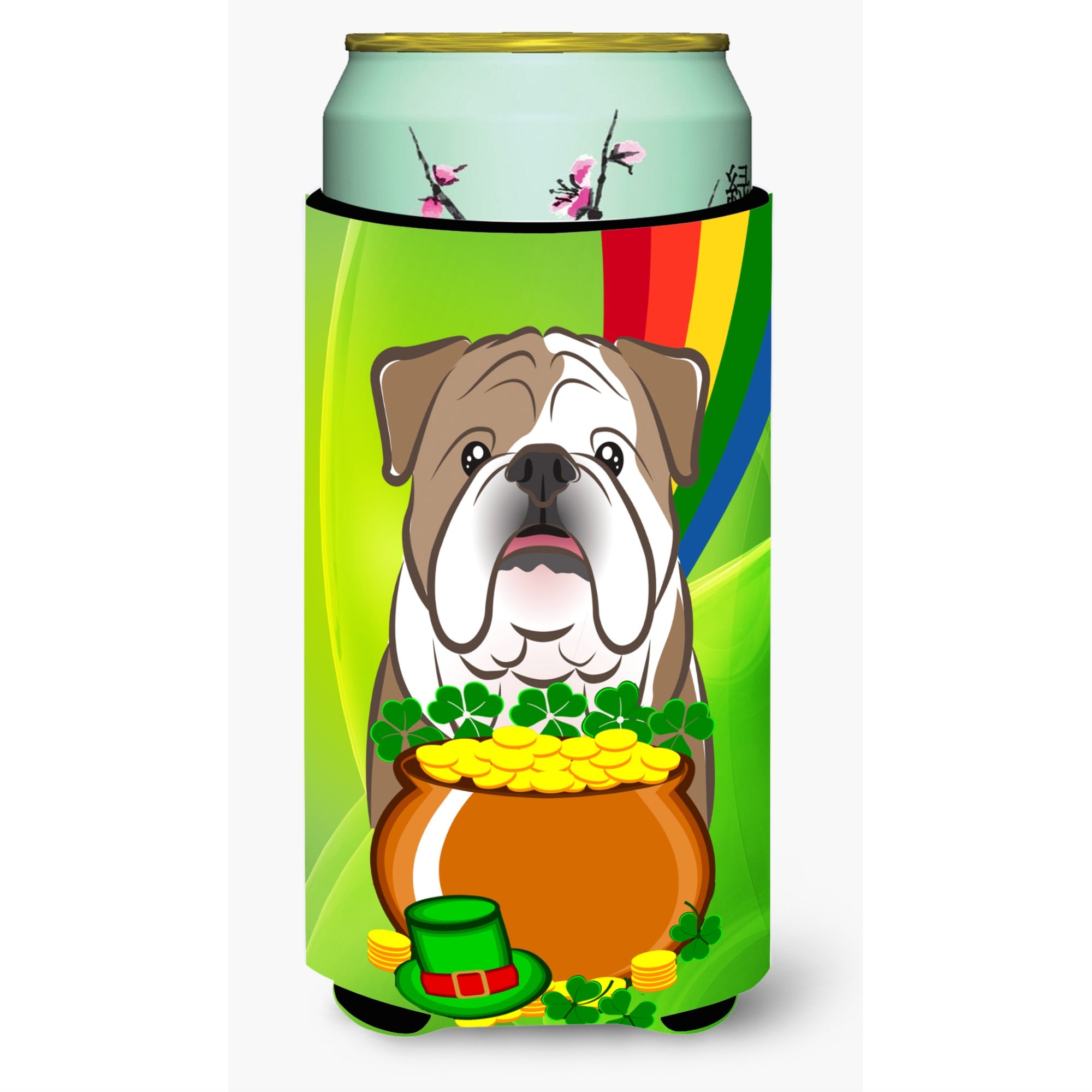 Caroline'S Treasures Bb1963Tbc English Bulldog St. Patrick'S Day Tall Boy Hugger Koozie, Multicolor