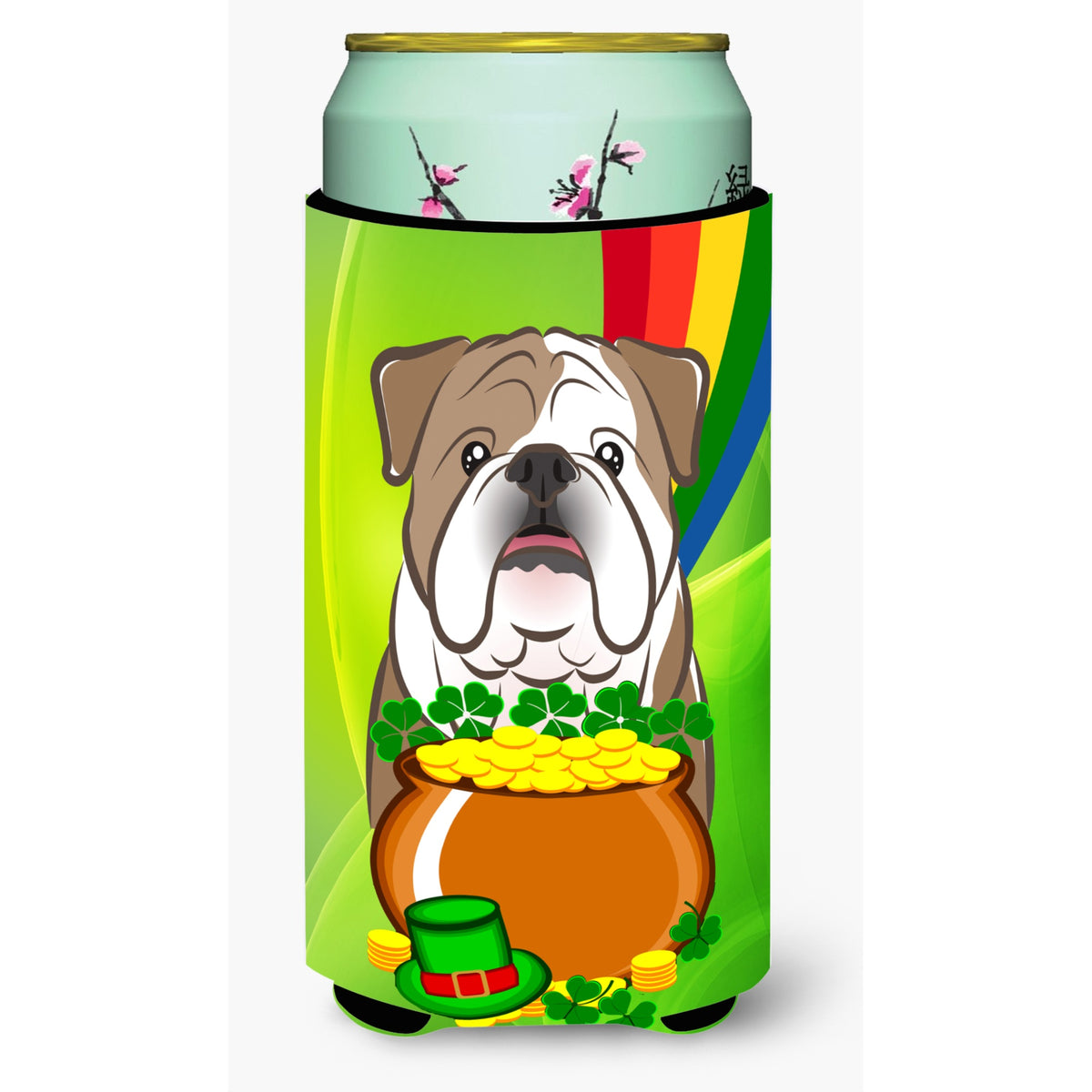 Caroline'S Treasures Bb1963Tbc English Bulldog St. Patrick'S Day Tall Boy Hugger Koozie, Multicolor
