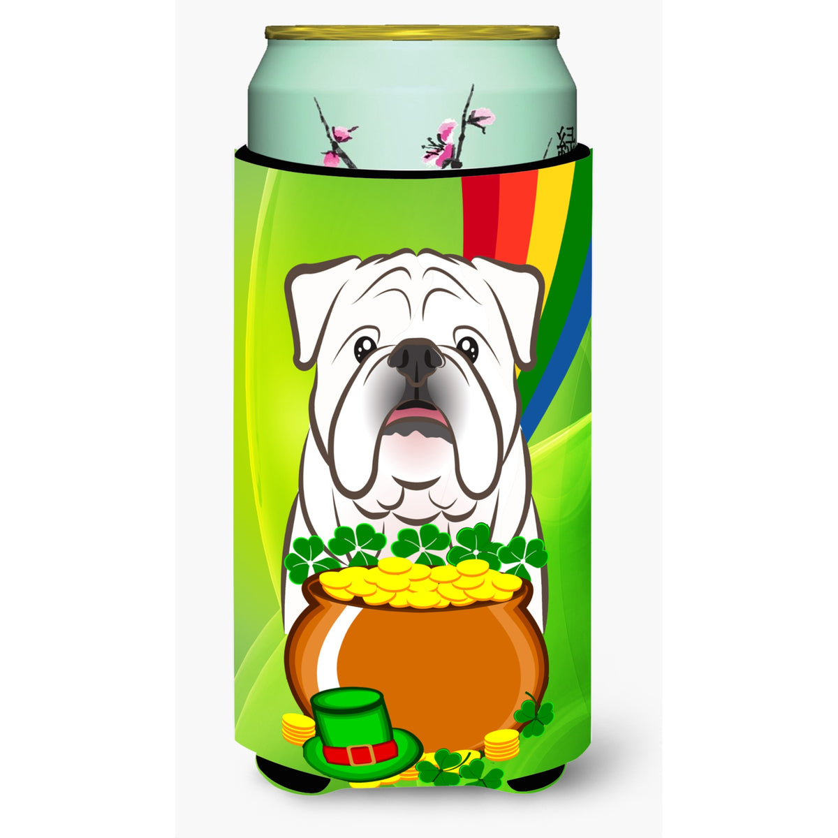 Caroline'S Treasures Bb1964Tbc White English Bulldog St. Patrick'S Day Tall Boy Hugger Koozie, Multicolor
