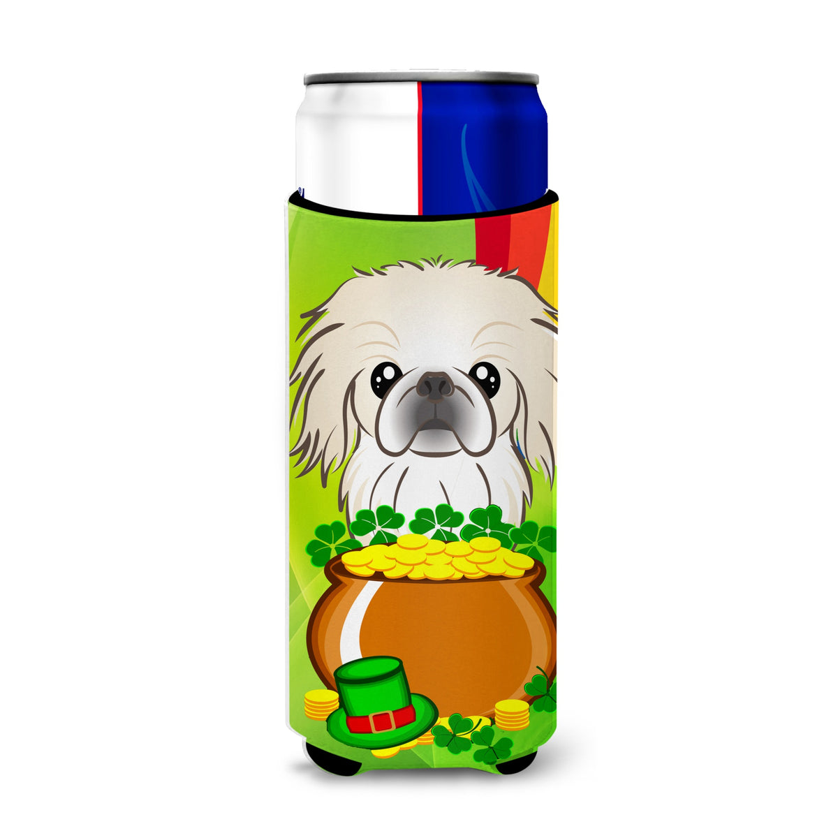 Caroline'S Treasures Bb1965Muk Pekingese St. Patrick'S Day Michelob Ultra Koozies For Slim Cans, Multicolor