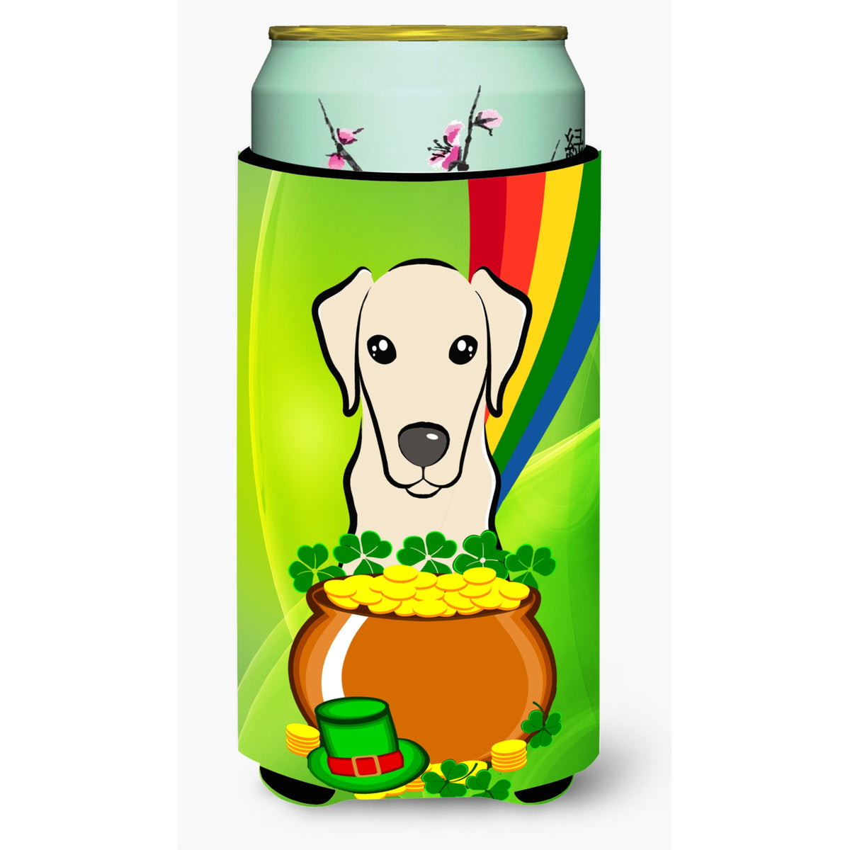 Caroline'S Treasures Bb1966Tbc Yellow Labrador St. Patrick'S Day Tall Boy Hugger Koozie, Multicolor