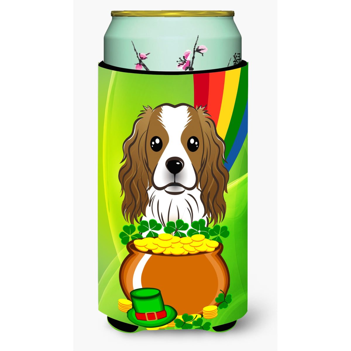 Caroline'S Treasures Bb1968Tbc Cavalier Spaniel St. Patrick'S Day Tall Boy Hugger Koozie, Multicolor