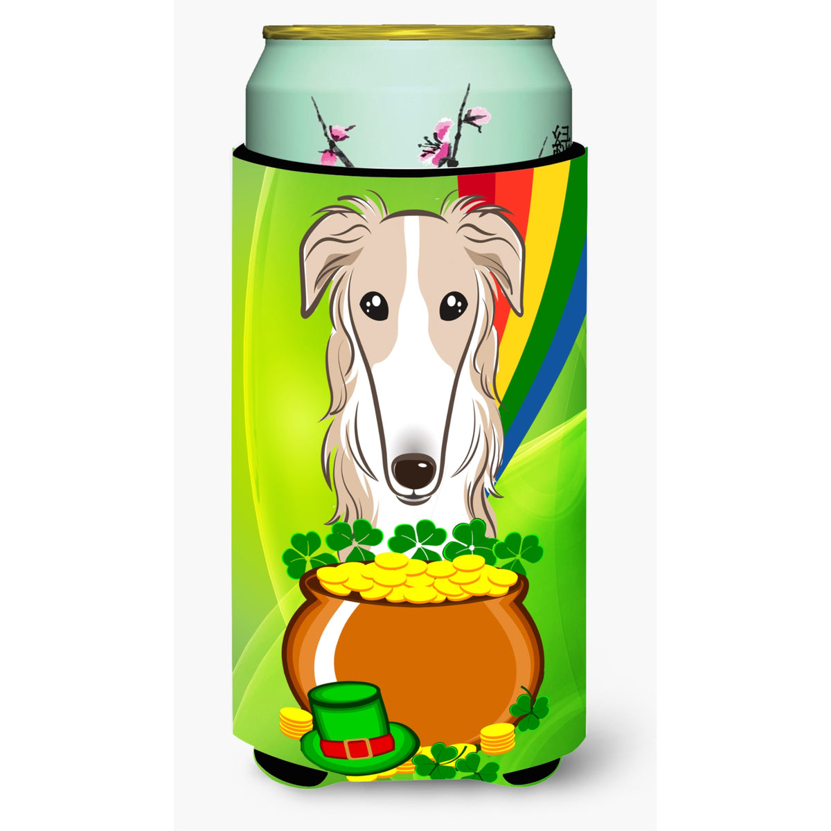 Caroline'S Treasures Bb1972Tbc Borzoi St. Patrick'S Day Tall Boy Hugger Koozie, Multicolor