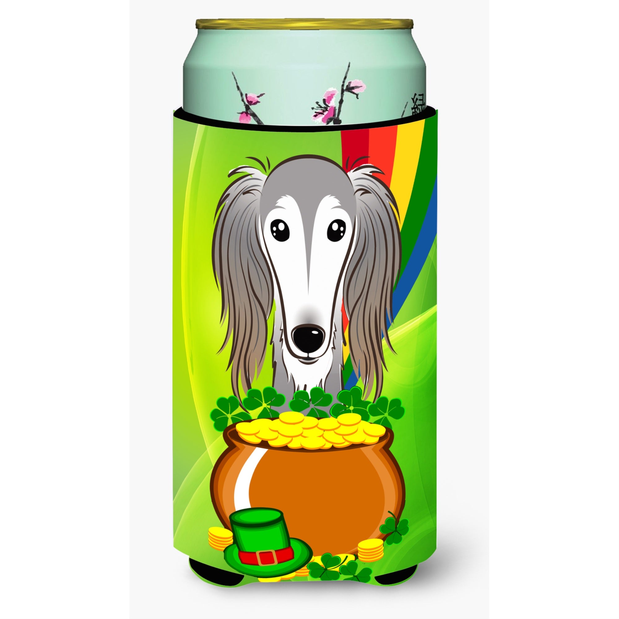 Caroline'S Treasures Bb1973Tbc Saluki St. Patrick'S Day Tall Boy Hugger Koozie, Multicolor
