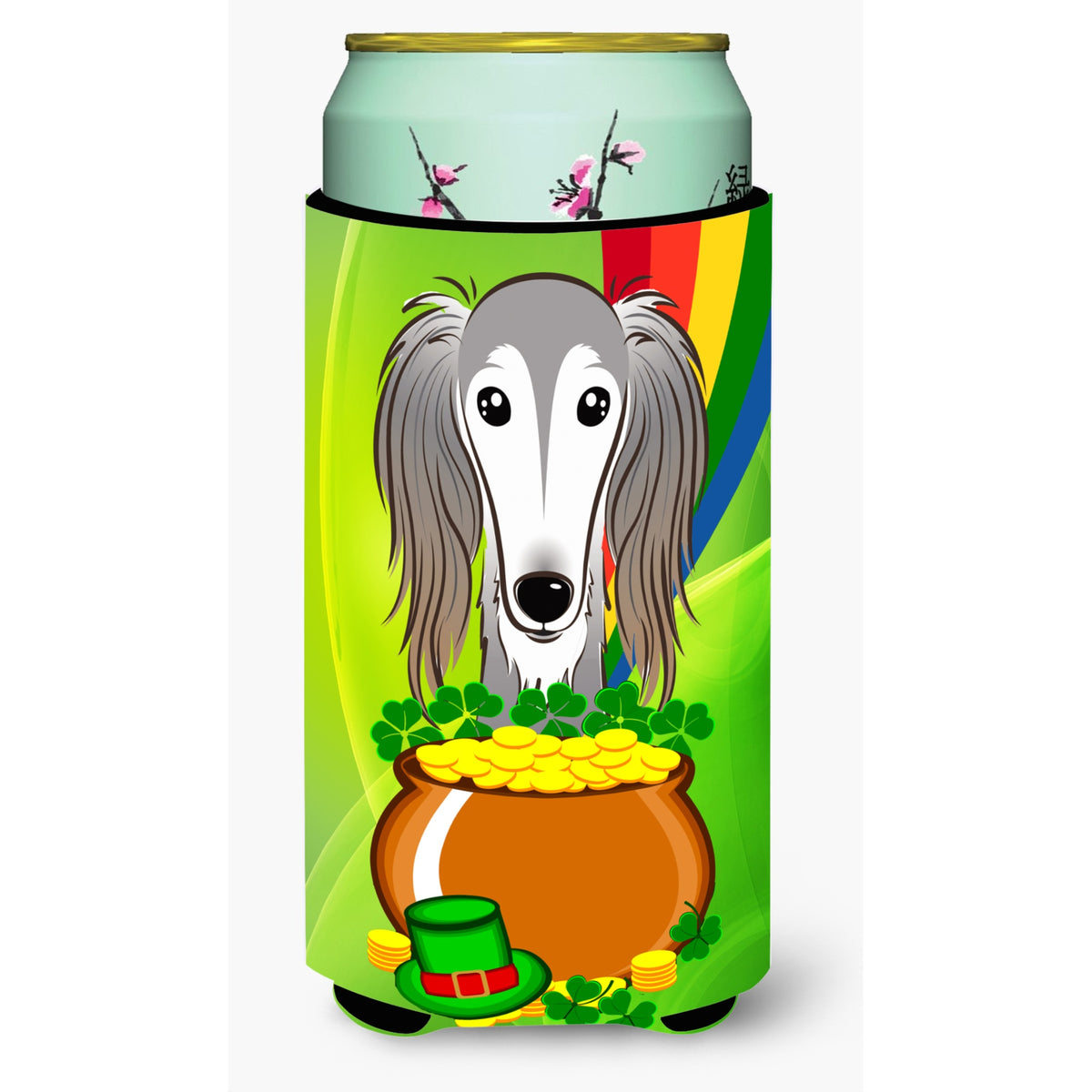 Caroline'S Treasures Bb1973Tbc Saluki St. Patrick'S Day Tall Boy Hugger Koozie, Multicolor