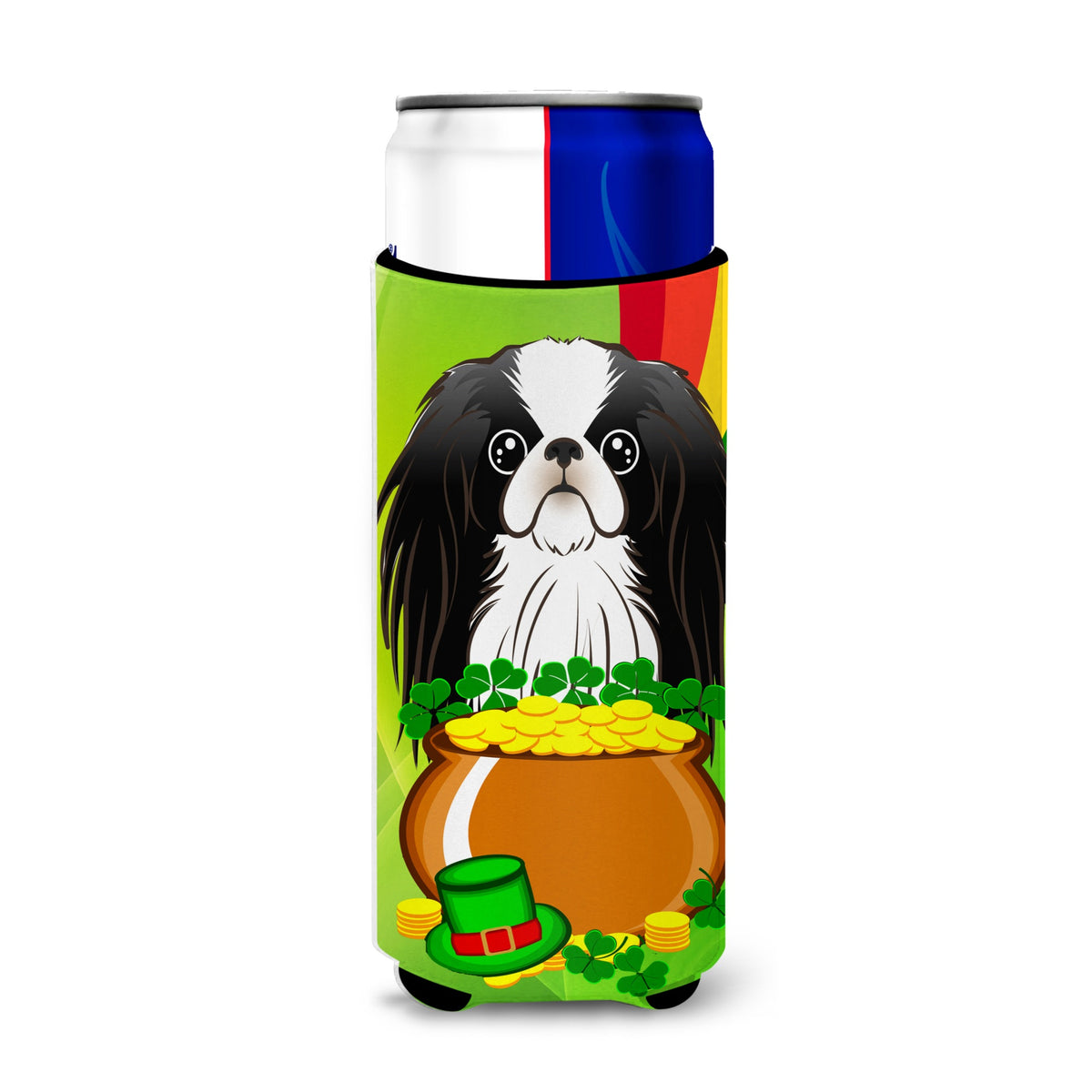 Caroline'S Treasures Bb1974Muk Japanese Chin St. Patrick'S Day Michelob Ultra Koozies For Slim Cans, Multicolor