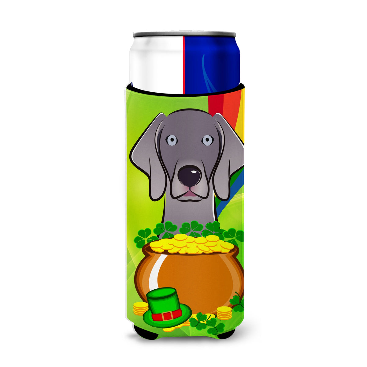 Caroline'S Treasures Bb1975Muk Weimaraner St. Patrick'S Day Michelob Ultra Koozies For Slim Cans, Multicolor