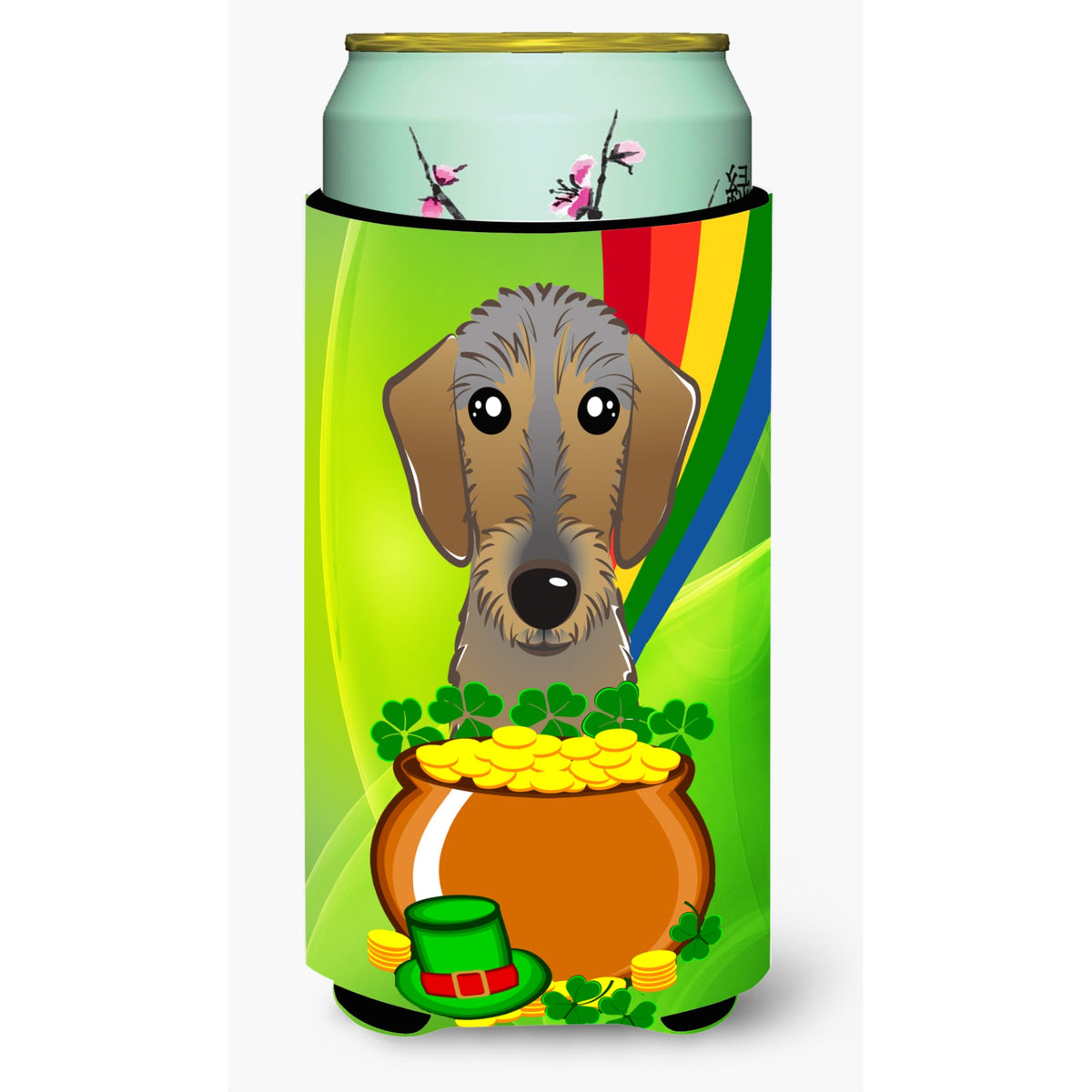 Caroline'S Treasures Bb1977Tbc Wirehaired Dachshund St. Patrick'S Day Tall Boy Hugger Koozie, Multicolor