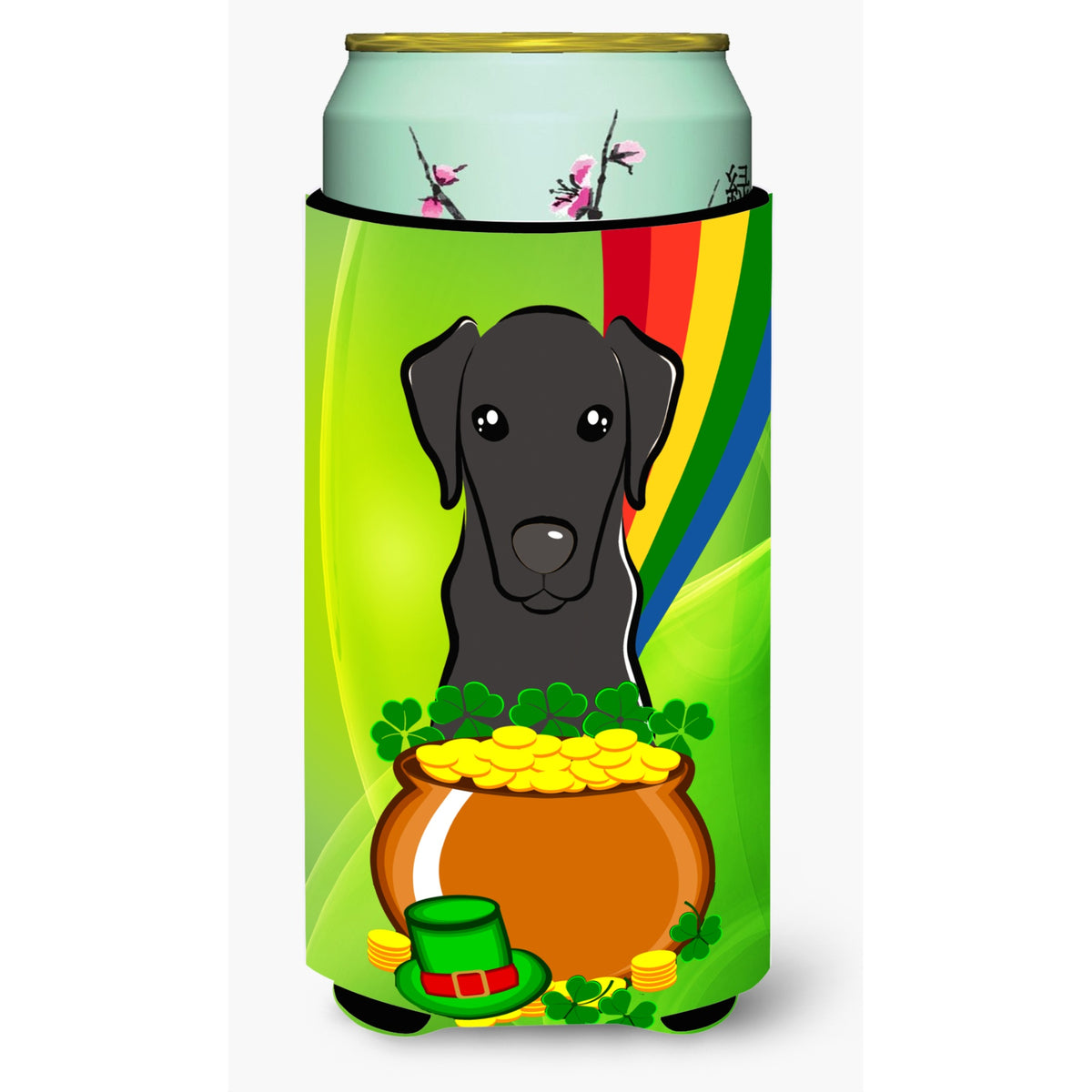 Caroline'S Treasures Bb1979Tbc Black Labrador St. Patrick'S Day Tall Boy Hugger Koozie, Multicolor