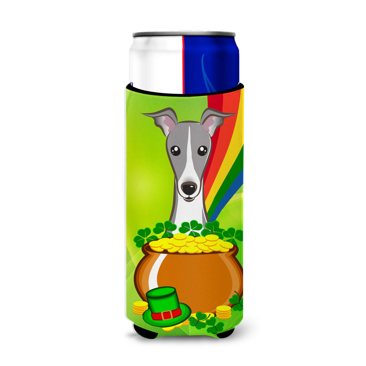 Caroline'S Treasures Bb1980Muk Italian Greyhound St. Patrick'S Day Michelob Ultra Koozies For Slim Cans, Multicolor