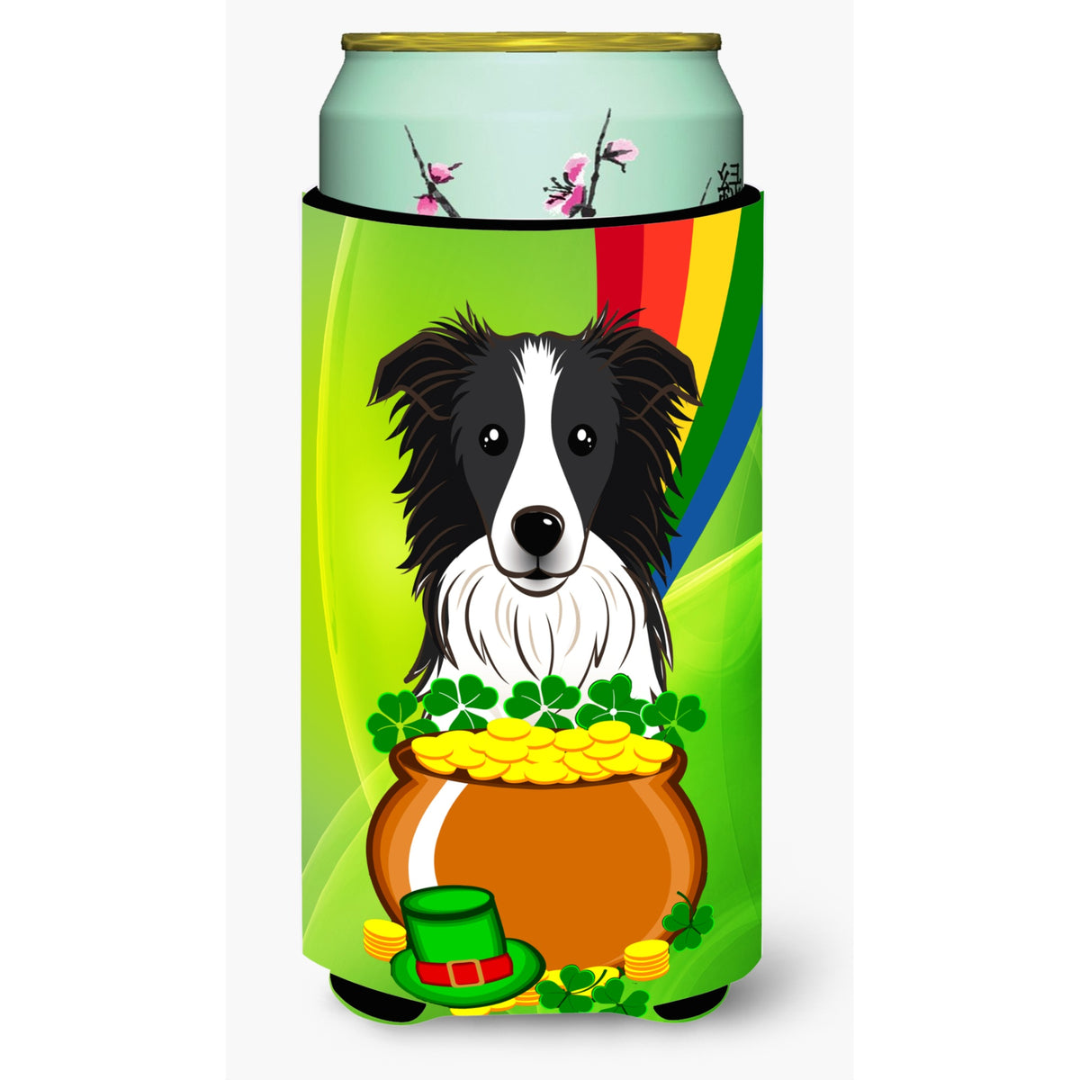 Caroline'S Treasures Bb1985Tbc Border Collie St. Patrick'S Day Tall Boy Hugger Koozie, Multicolor