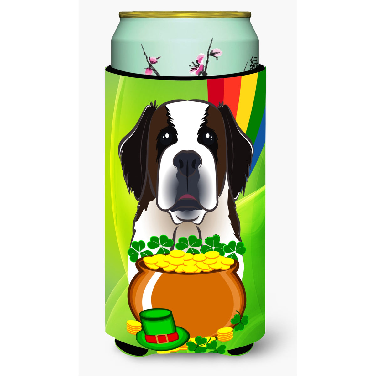 Caroline'S Treasures Bb1990Tbc Saint Bernard St. Patrick'S Day Tall Boy Hugger Koozie, Multicolor