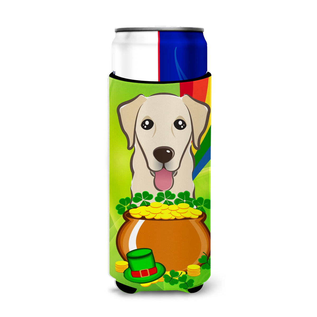 Caroline'S Treasures Bb1996Muk Golden Retriever St. Patrick'S Day Michelob Ultra Koozies For Slim Cans, Multicolor