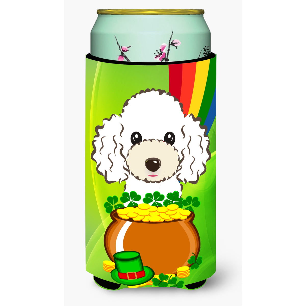 Caroline'S Treasures Bb2001Tbc White Poodle St. Patrick'S Day Tall Boy Hugger Koozie, Multicolor