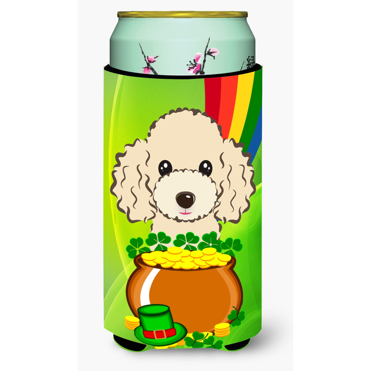 Caroline'S Treasures Bb2002Tbc Buff Poodle St. Patrick'S Day Tall Boy Hugger Koozie, Multicolor