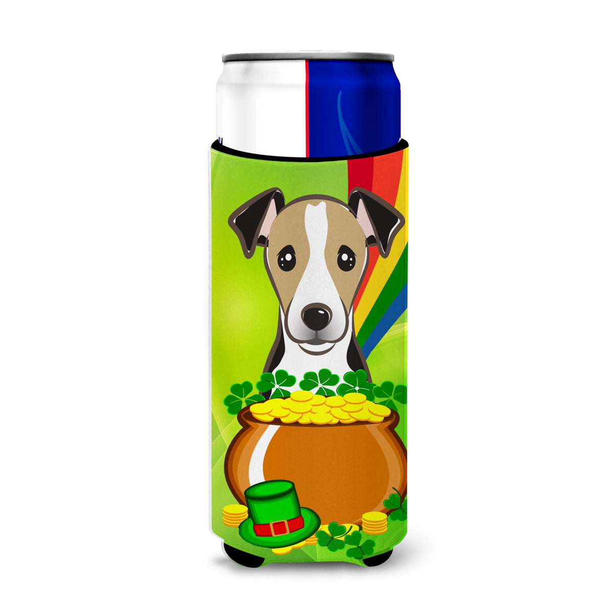 Caroline'S Treasures Bb2005Muk Jack Russell Terrier St. Patrick'S Day Michelob Ultra Koozies For Slim Cans, Multicolor